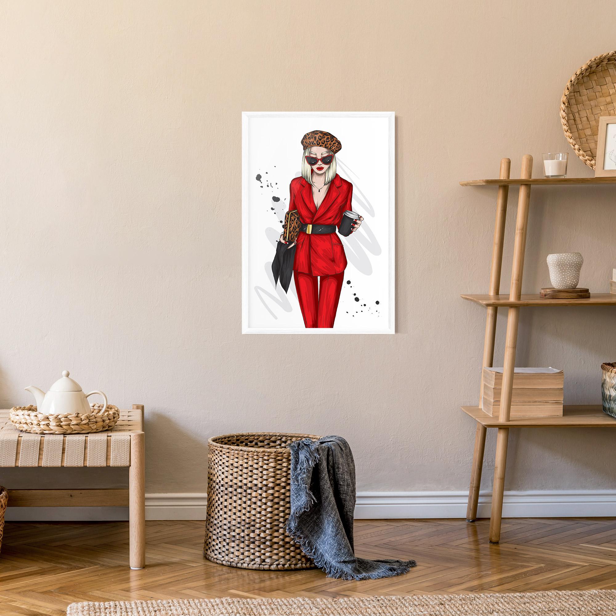 Poster Înrămat Red Suit Woman mockup 9