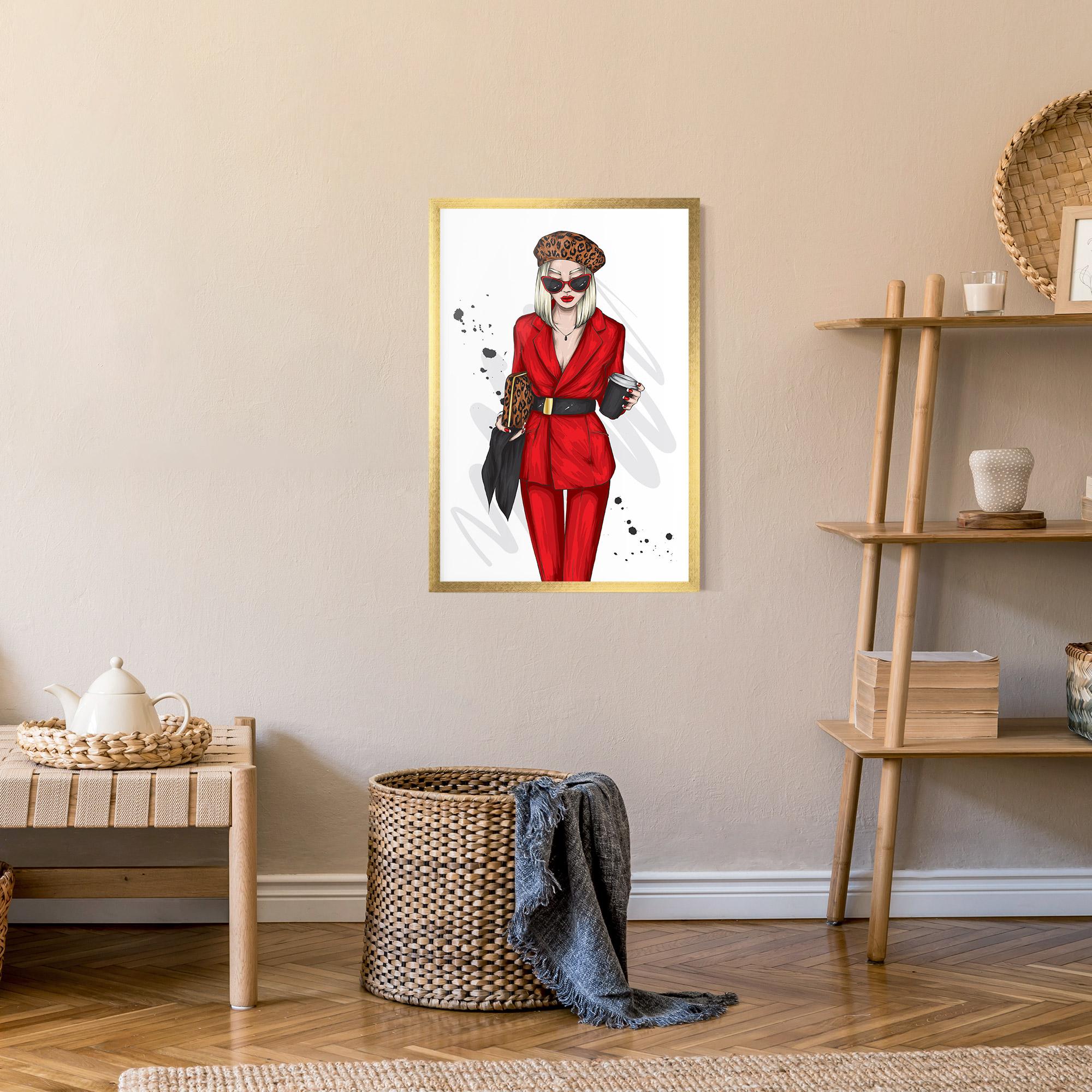 Poster Înrămat Red Suit Woman mockup 9