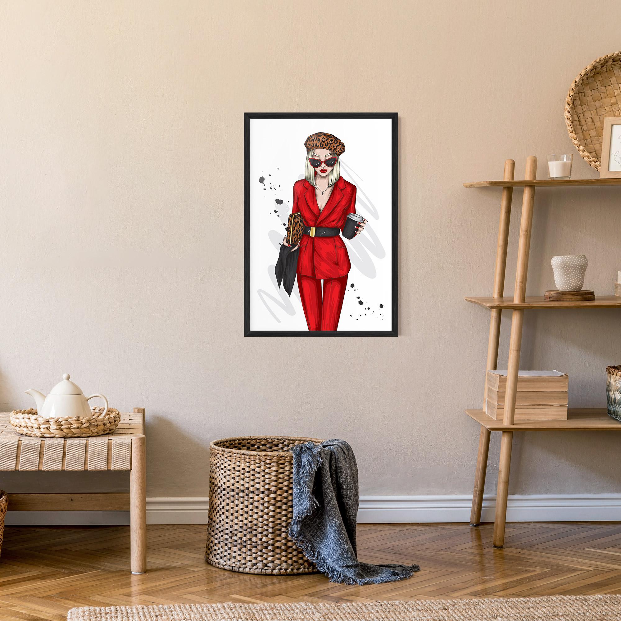 Poster Înrămat Red Suit Woman mockup 9