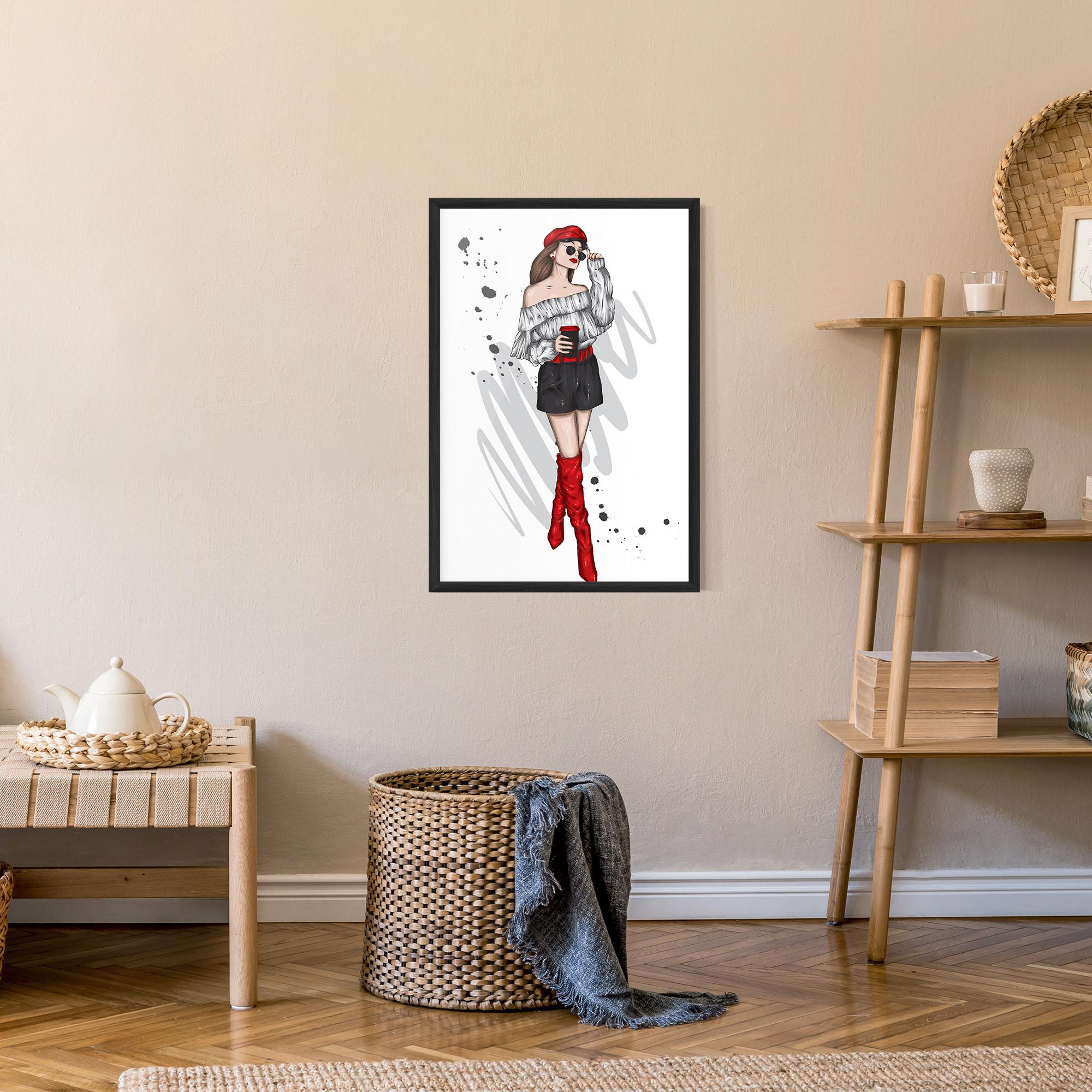 Poster Înrămat Red Tall Boots Woman mockup 9