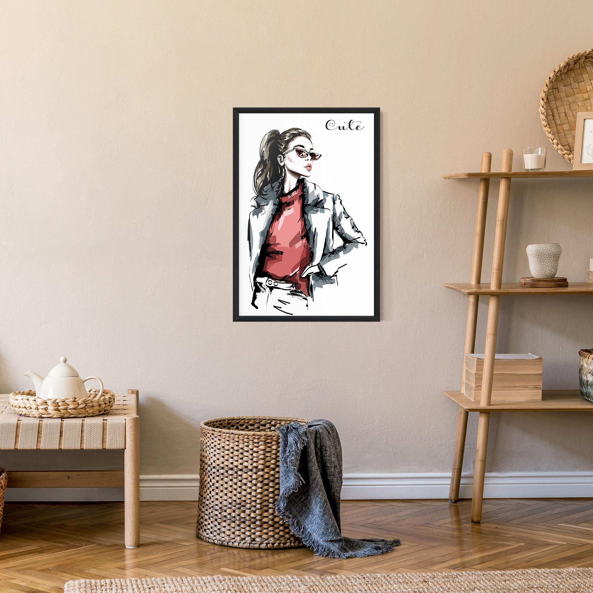 Poster Înrămat Woman Feeling Cute mockup 9