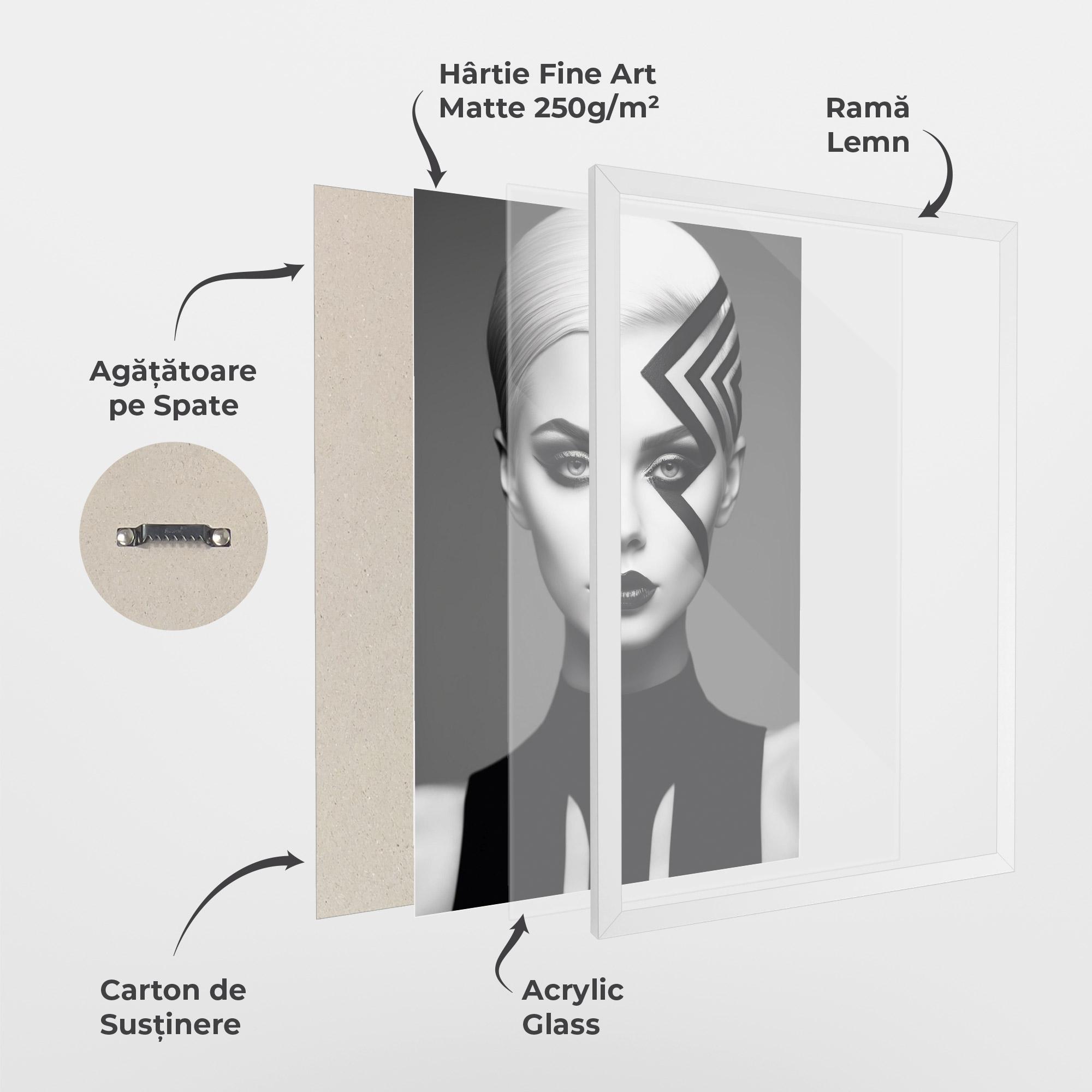 Poster Înrămat Black Lines On Face mockup 1