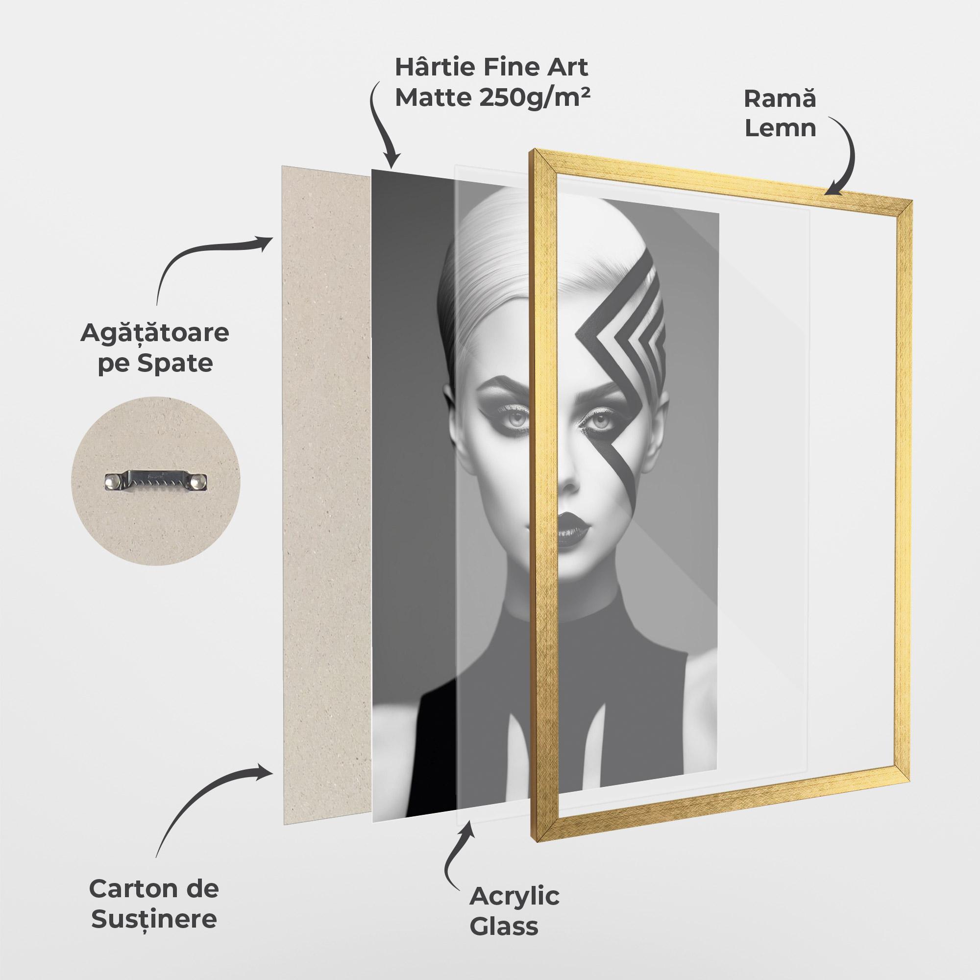 Poster Înrămat Black Lines On Face mockup 1