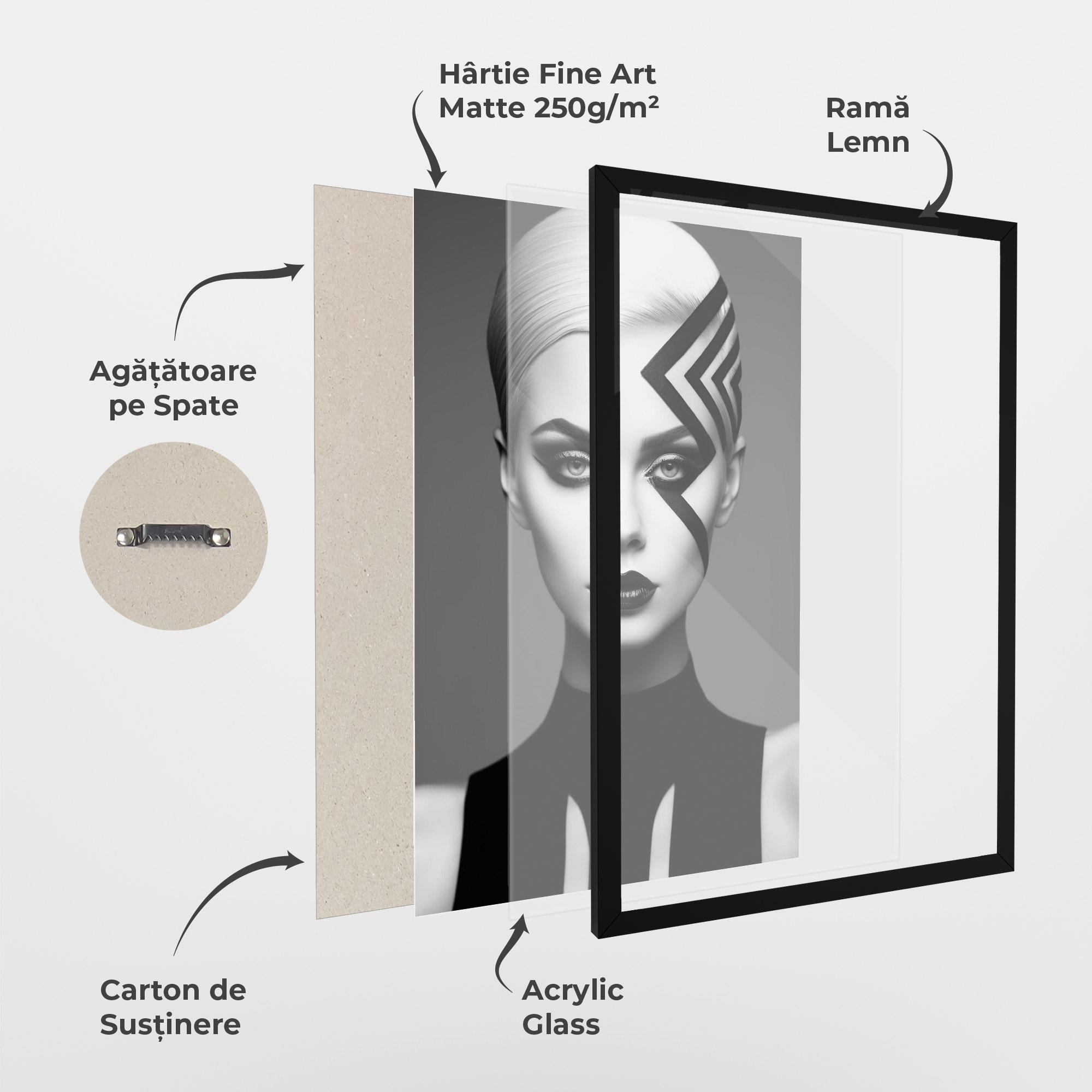 Poster Înrămat Black Lines On Face mockup 1