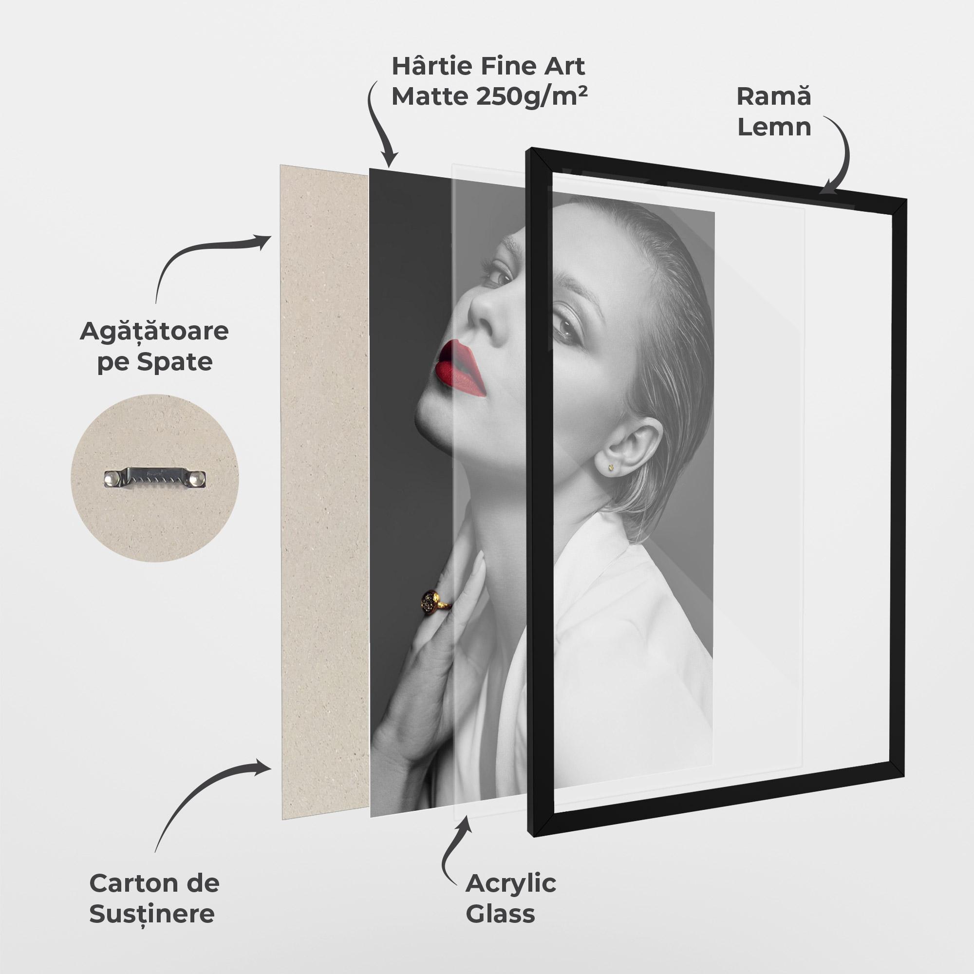 Poster Înrămat Red Lips White Jacket mockup 1