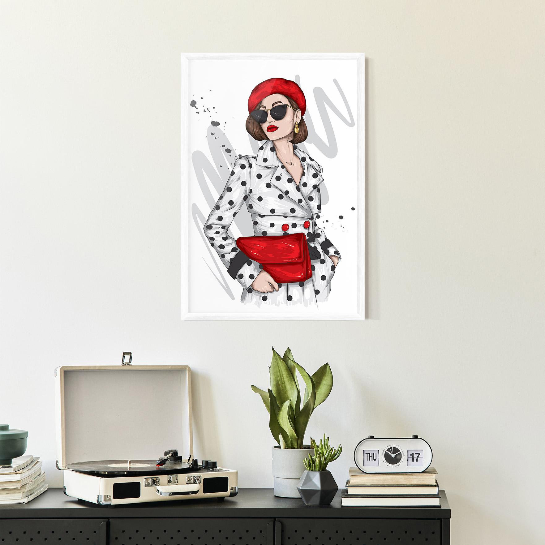 Poster Înrămat White Red Outfit mockup 2