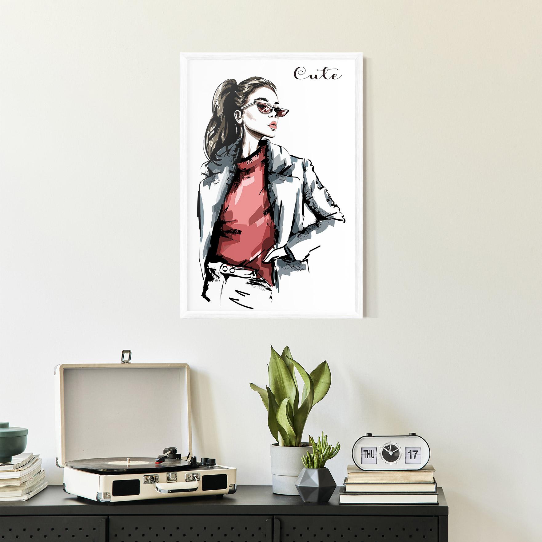 Poster Înrămat Woman Feeling Cute mockup 2