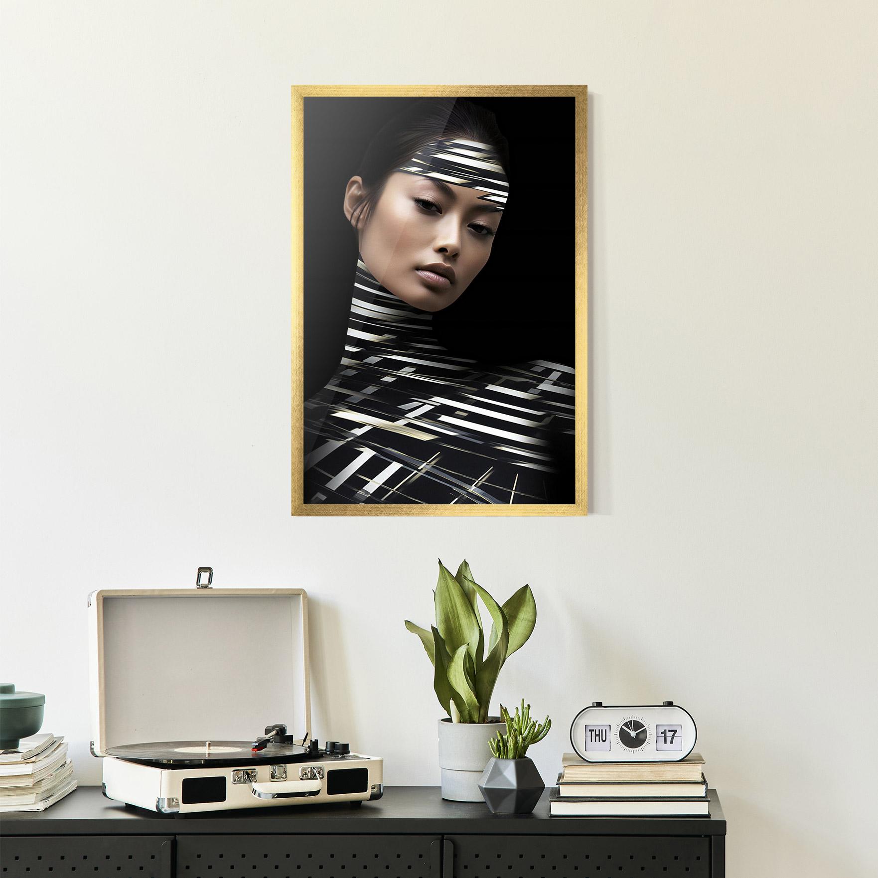 Poster Înrămat Futuristic Make Up Woman mockup 2