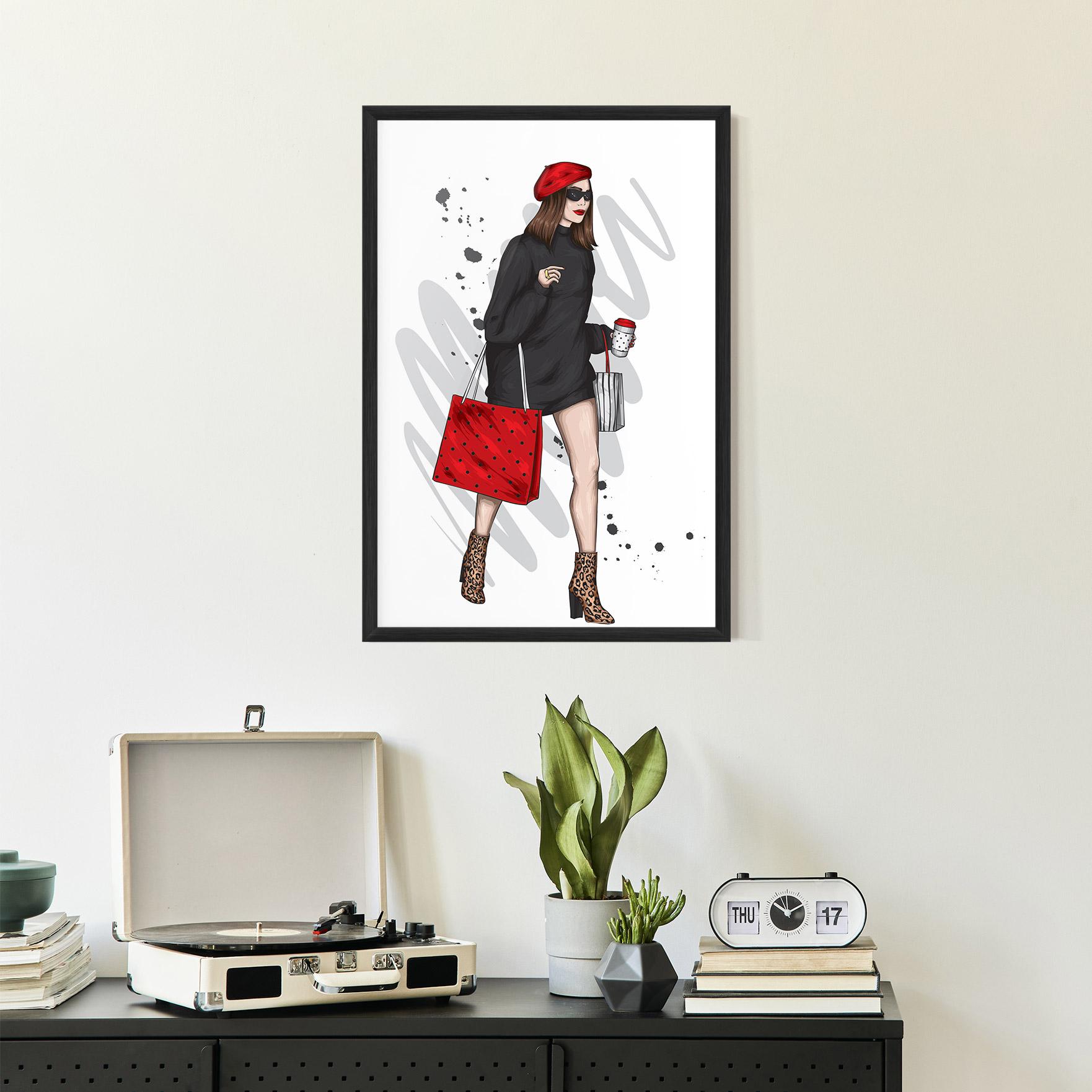 Poster Înrămat Black Red Outfit mockup 2