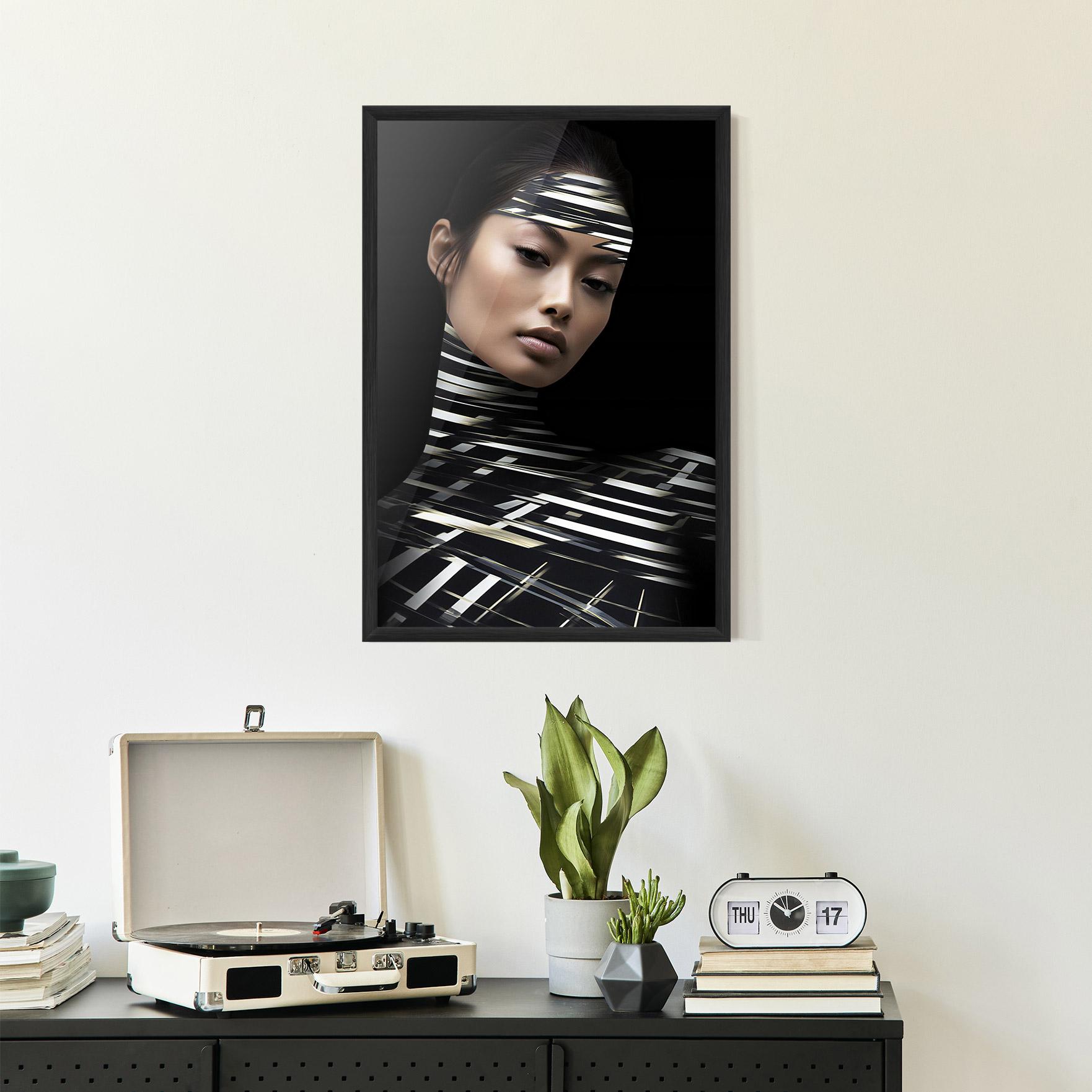 Poster Înrămat Futuristic Make Up Woman mockup 2