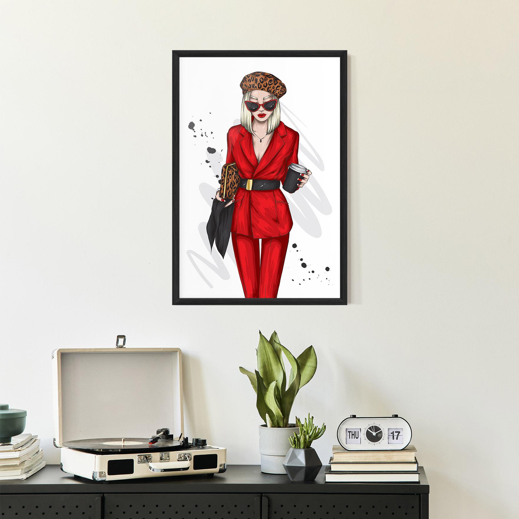 Poster Înrămat Red Suit Woman mockup 2