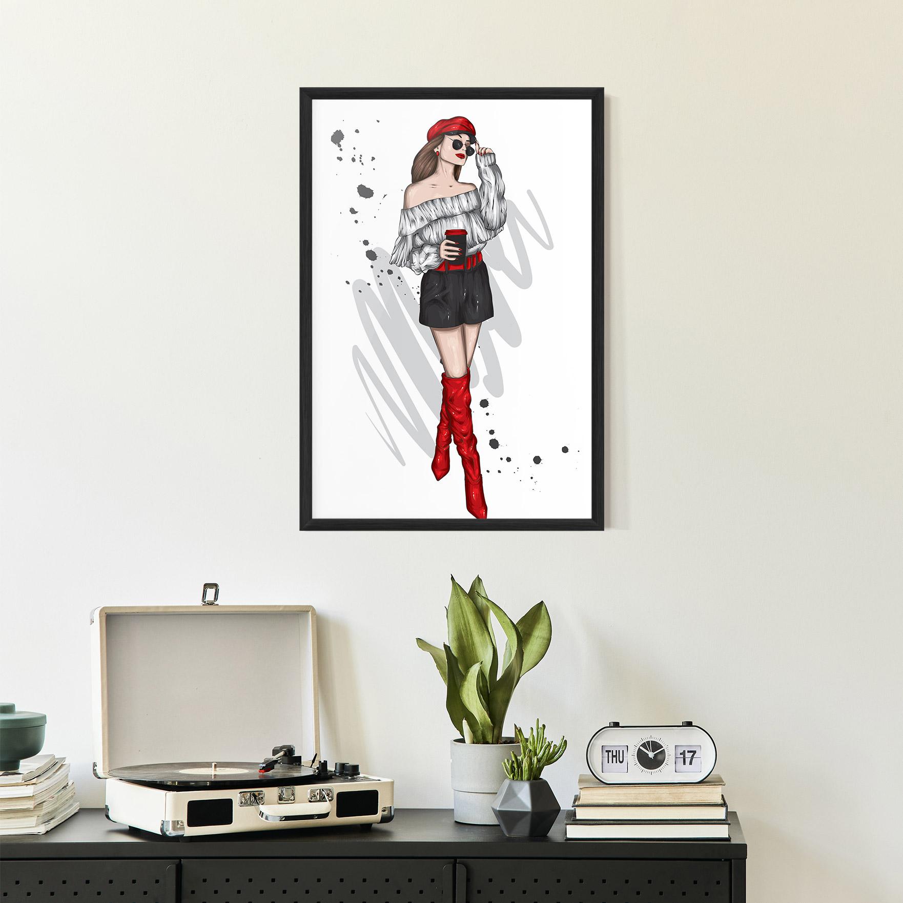 Poster Înrămat Red Tall Boots Woman mockup 2