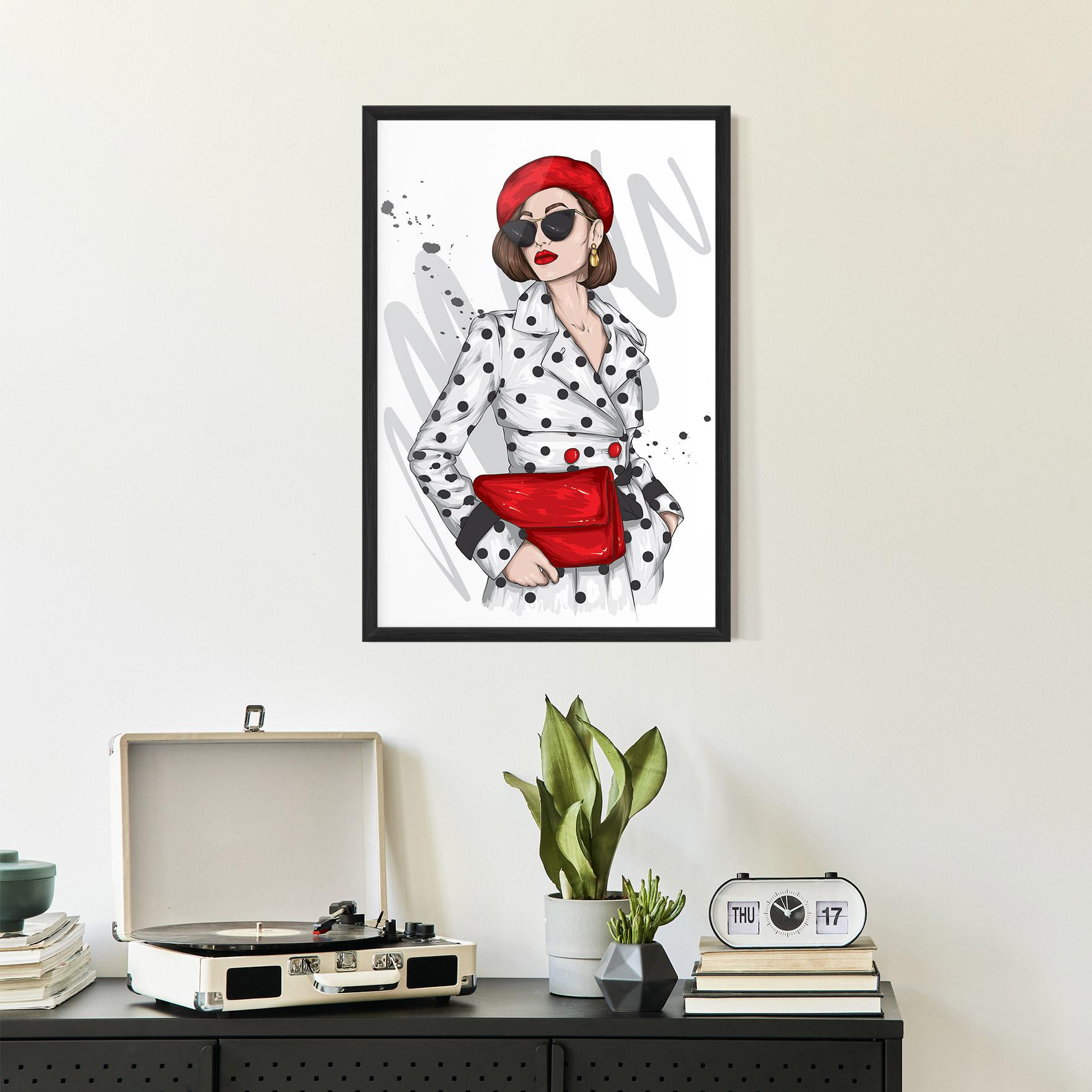Poster Înrămat White Red Outfit mockup 2