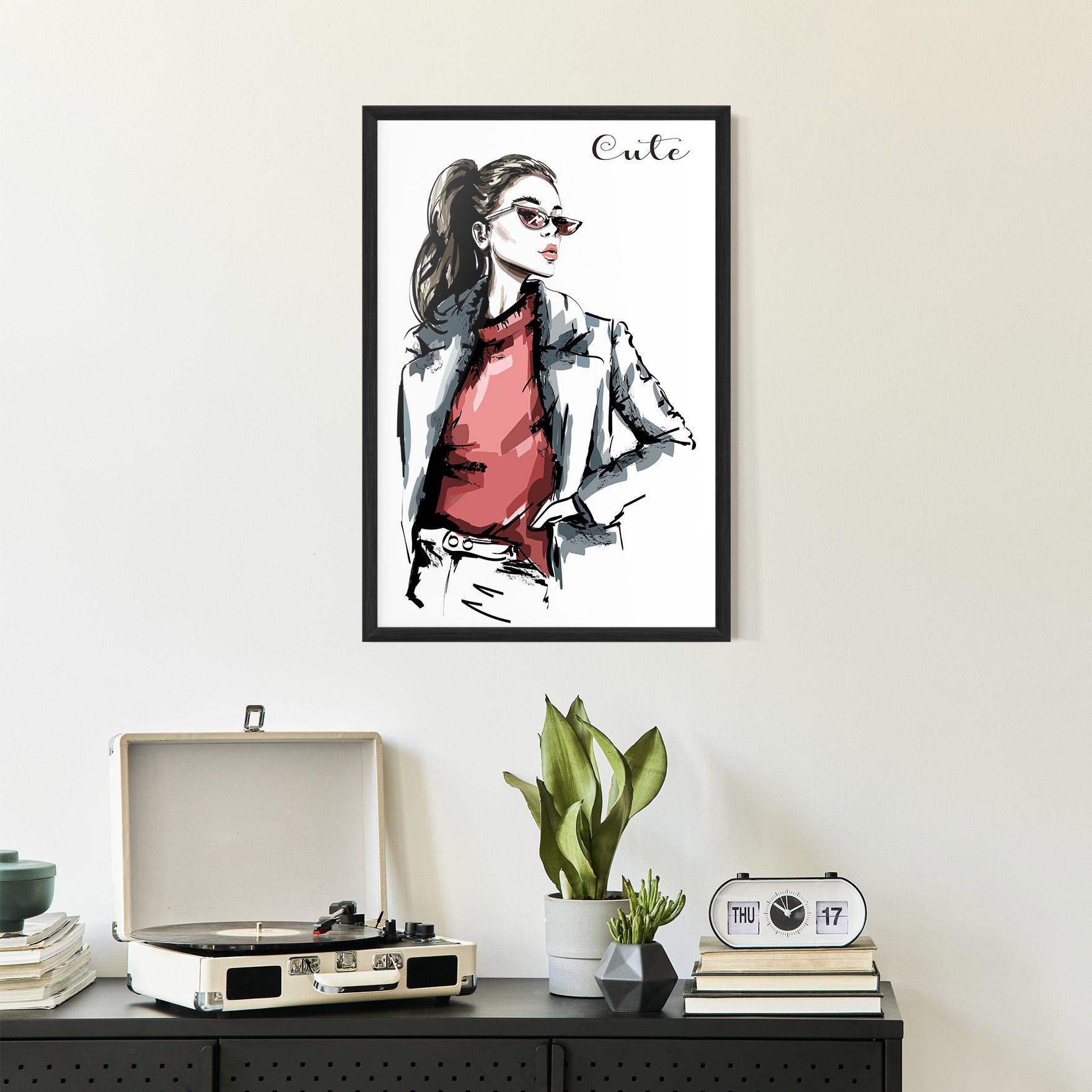 Poster Înrămat Woman Feeling Cute mockup 2