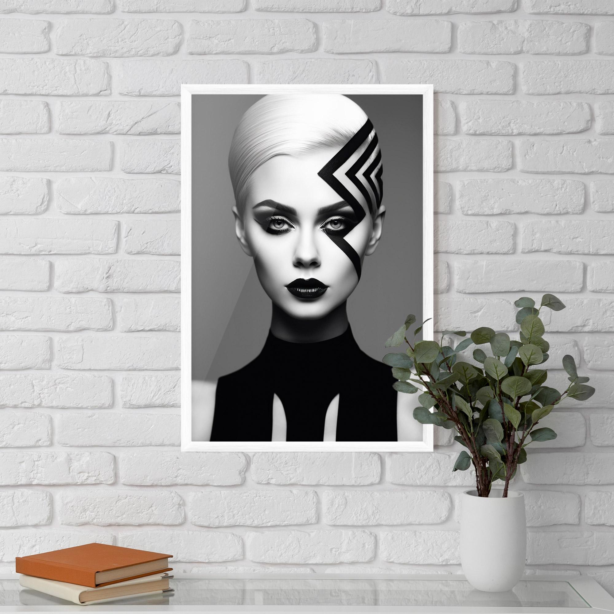 Poster Înrămat Black Lines On Face mockup 5