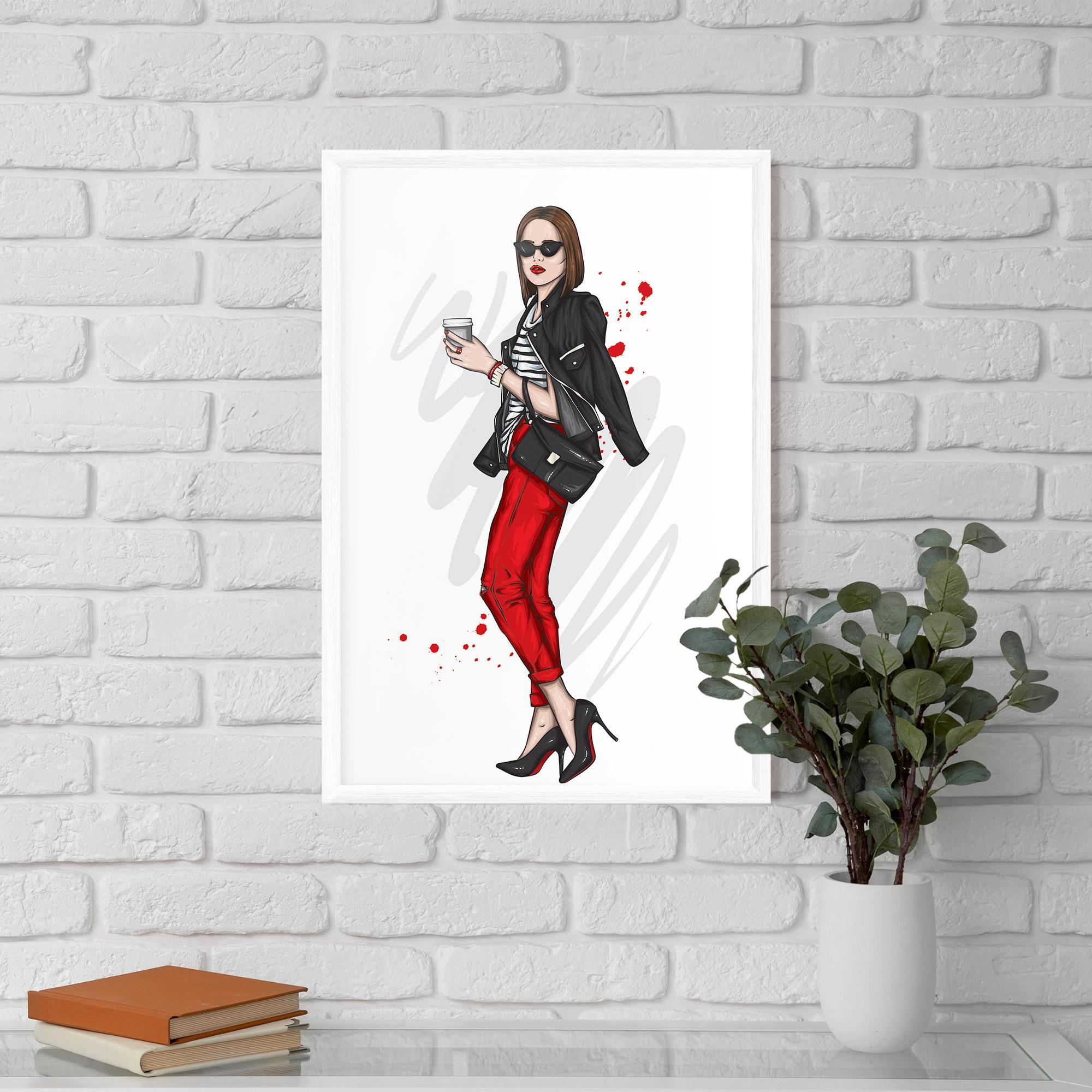 Poster Înrămat Red Pants Woman mockup 5