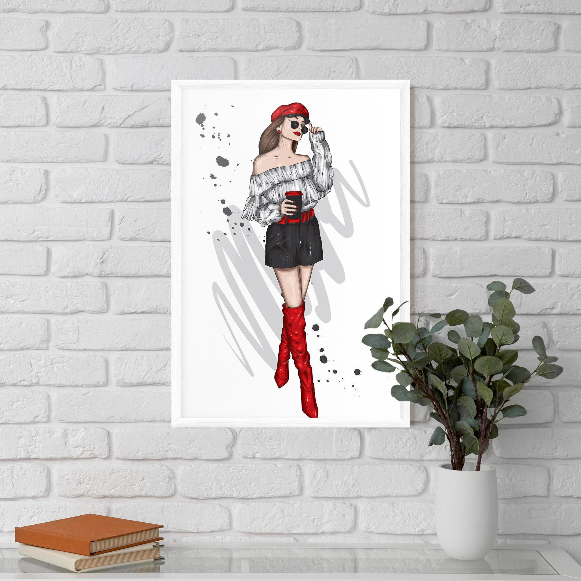 Poster Înrămat Red Tall Boots Woman mockup 5