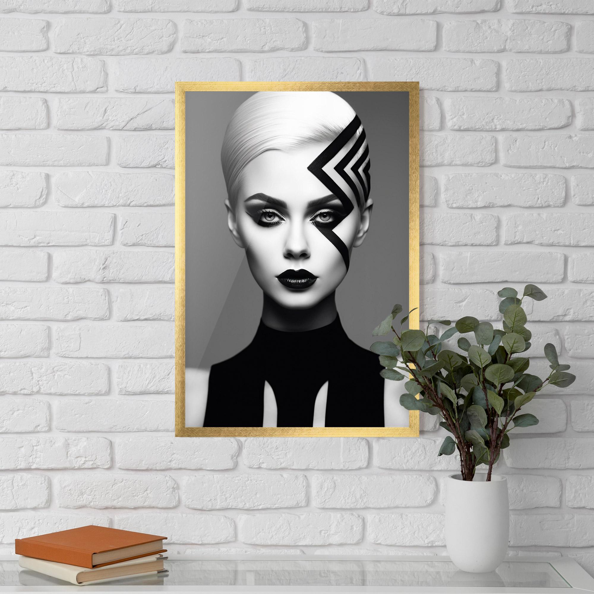 Poster Înrămat Black Lines On Face mockup 5