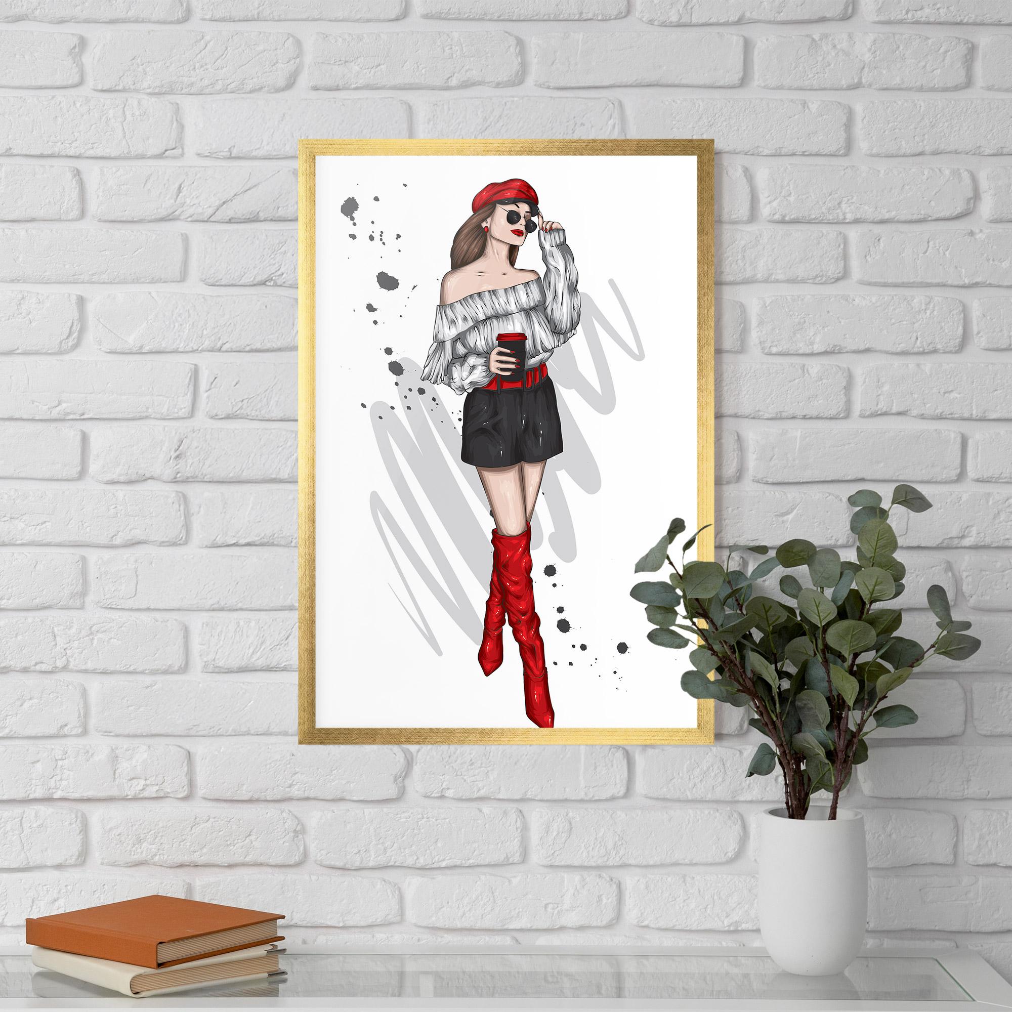 Poster Înrămat Red Tall Boots Woman mockup 5