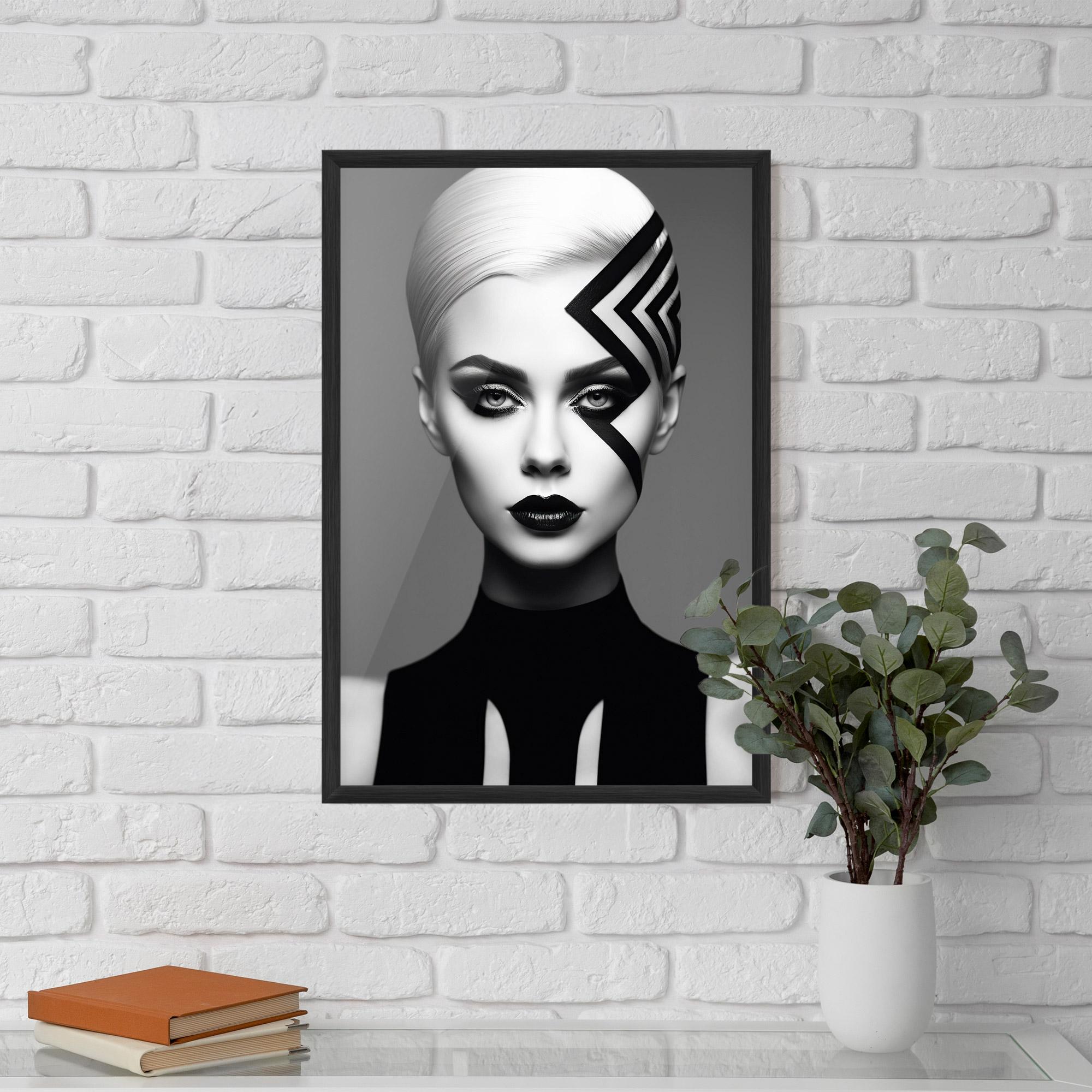 Poster Înrămat Black Lines On Face mockup 5