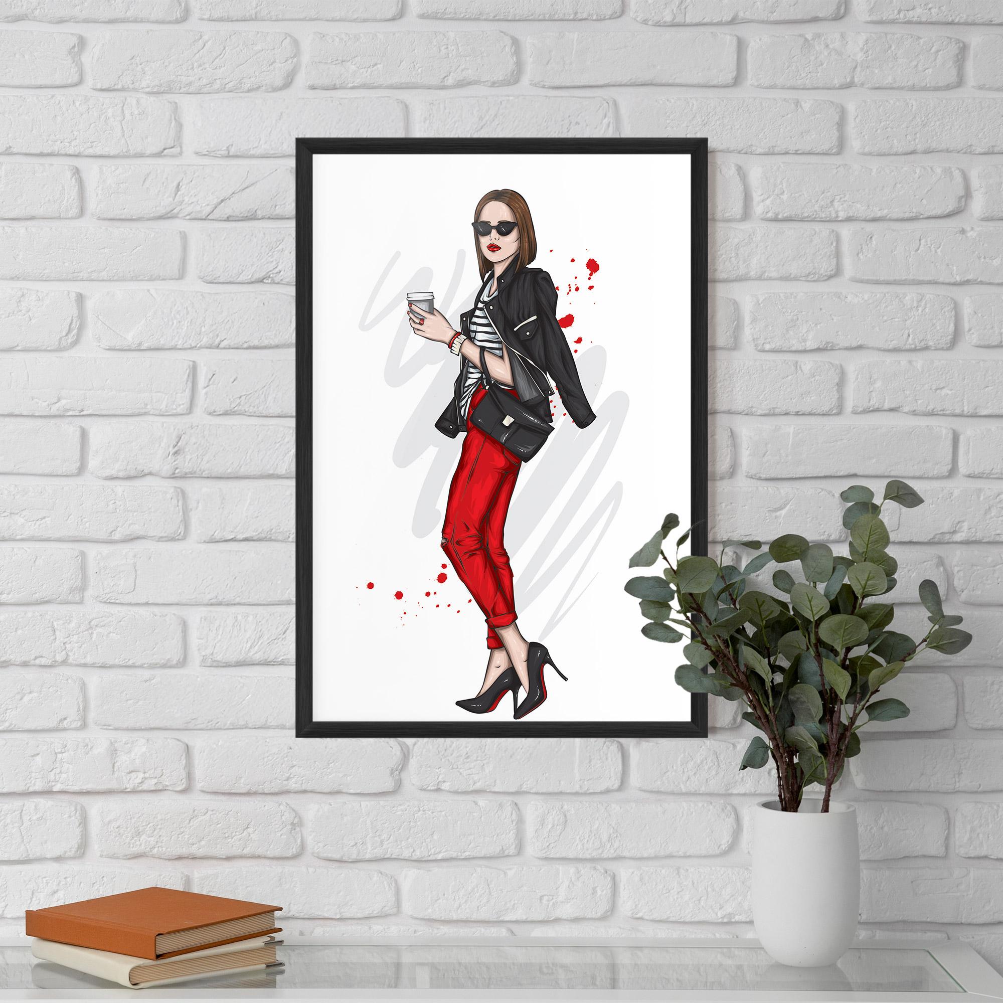 Poster Înrămat Red Pants Woman mockup 5