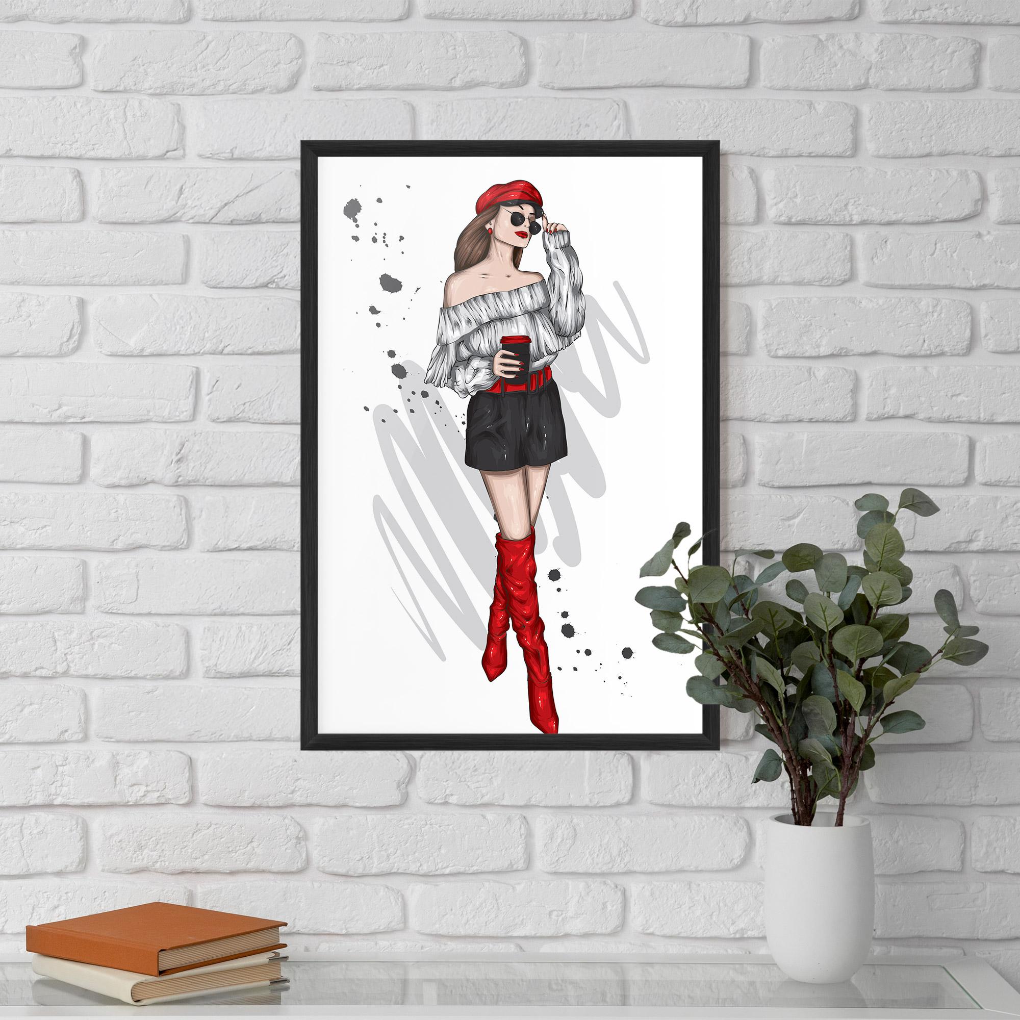 Poster Înrămat Red Tall Boots Woman mockup 5