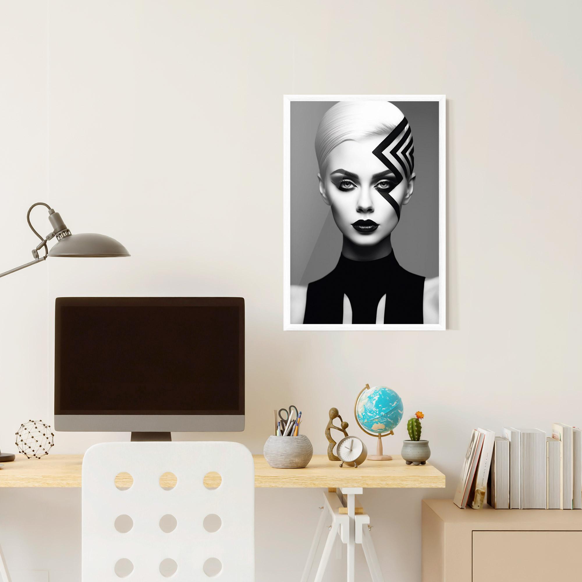 Poster Înrămat Black Lines On Face mockup 6