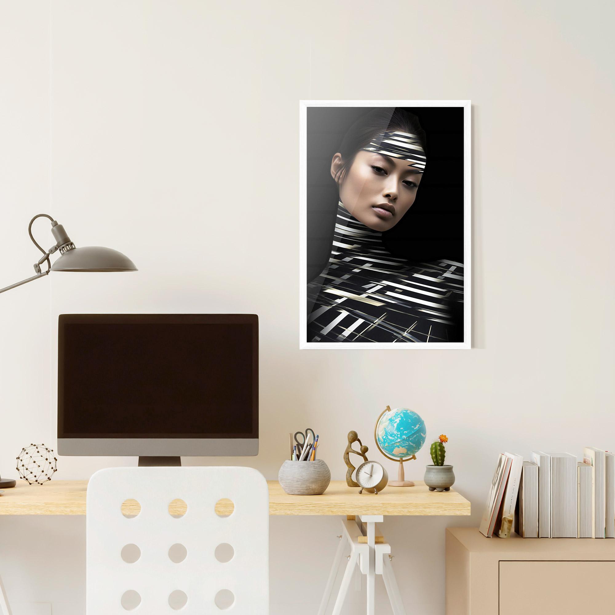 Poster Înrămat Futuristic Make Up Woman mockup 6