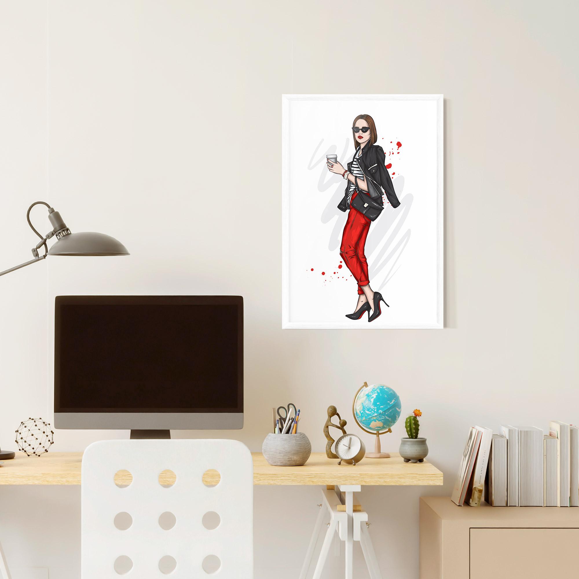 Poster Înrămat Red Pants Woman mockup 6