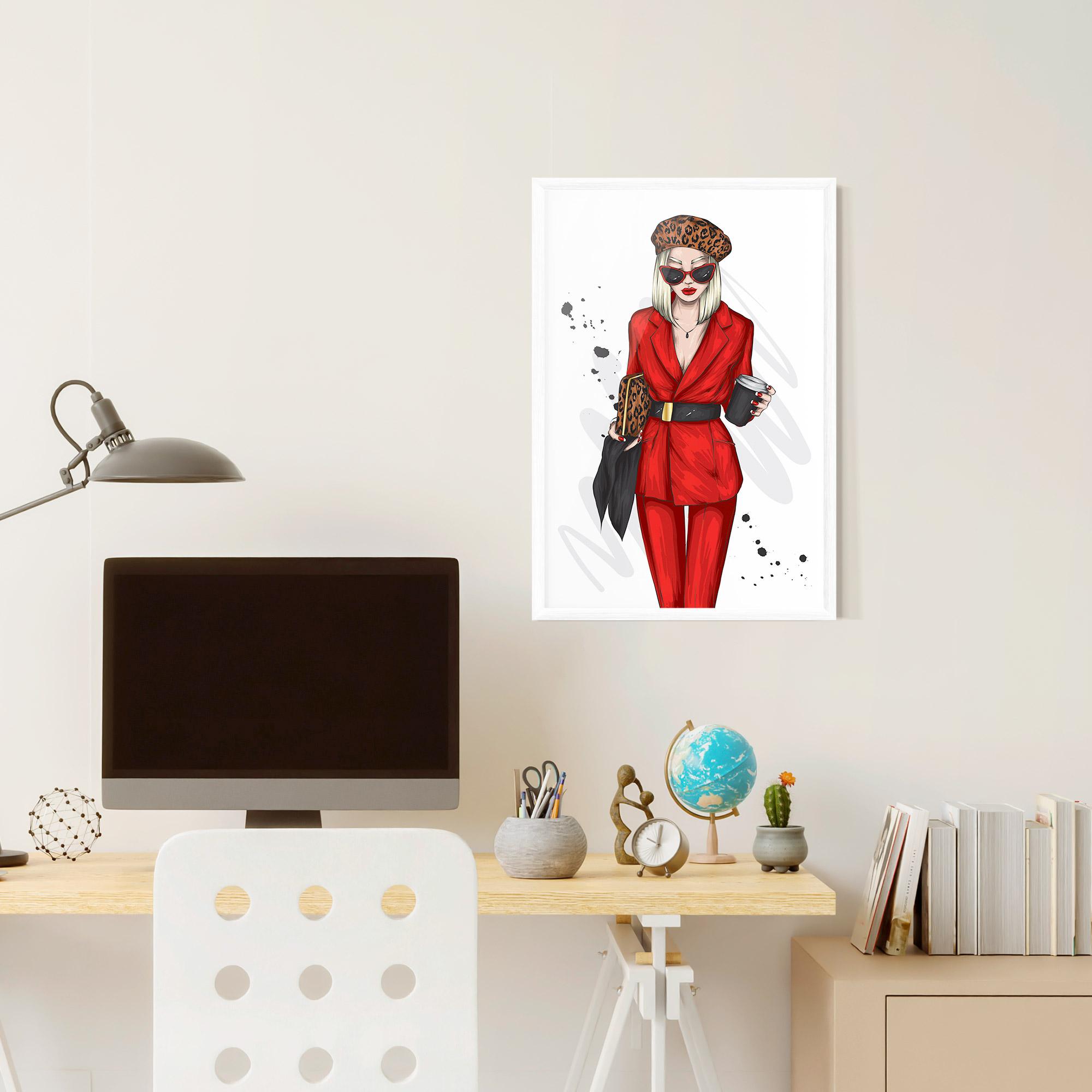 Poster Înrămat Red Suit Woman mockup 6