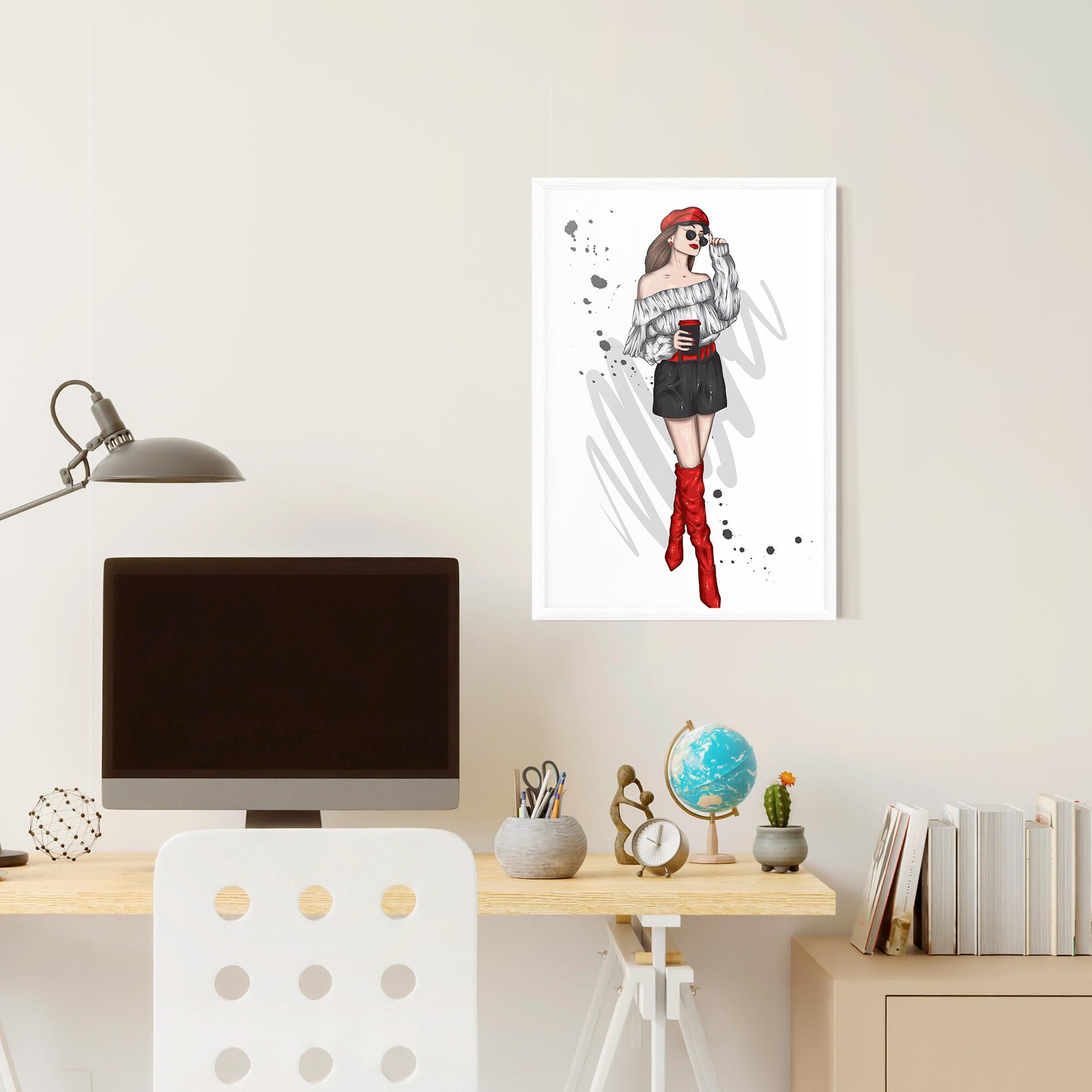 Poster Înrămat Red Tall Boots Woman mockup 6