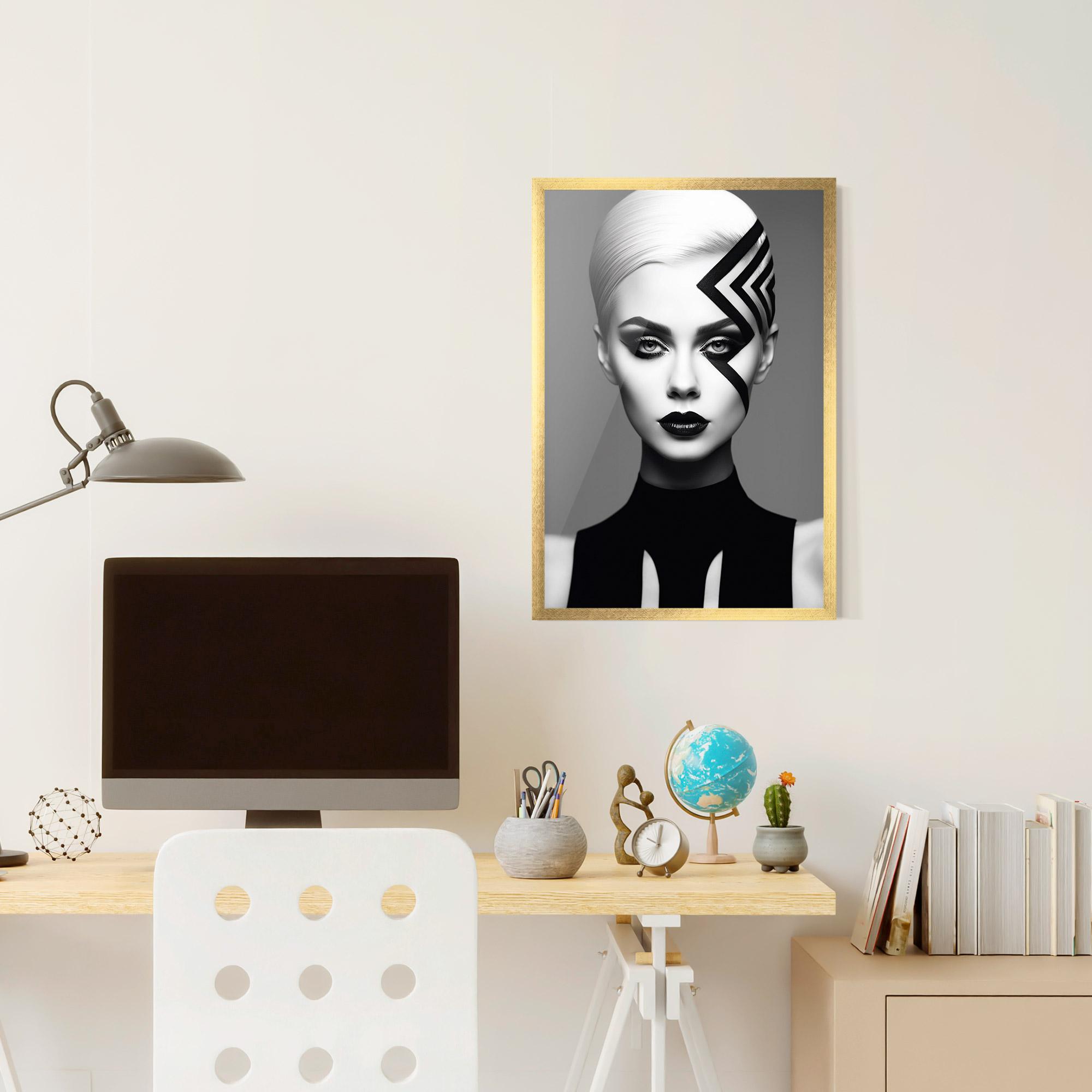 Poster Înrămat Black Lines On Face mockup 6