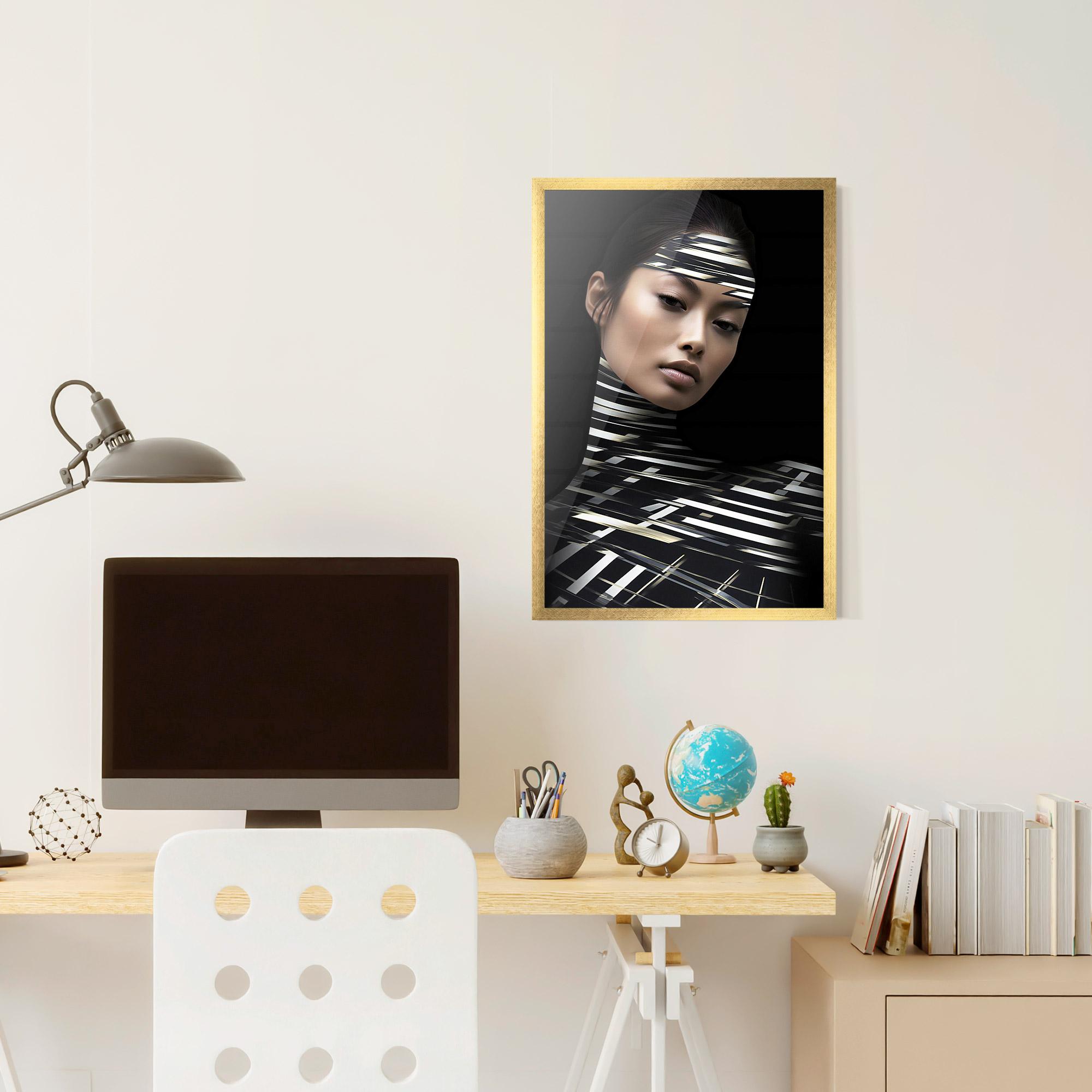 Poster Înrămat Futuristic Make Up Woman mockup 6