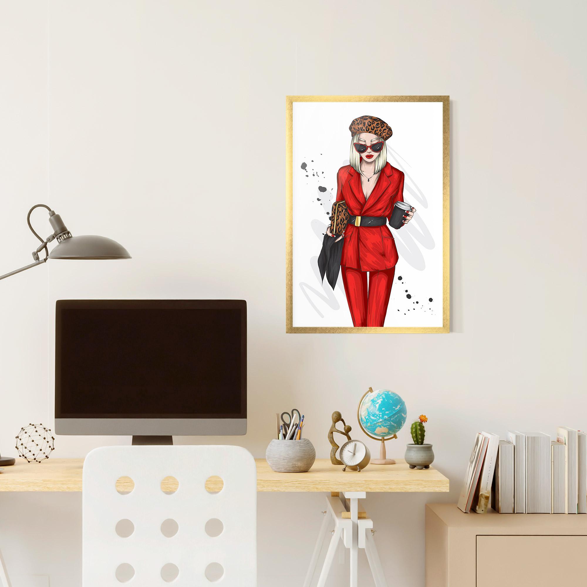 Poster Înrămat Red Suit Woman mockup 6