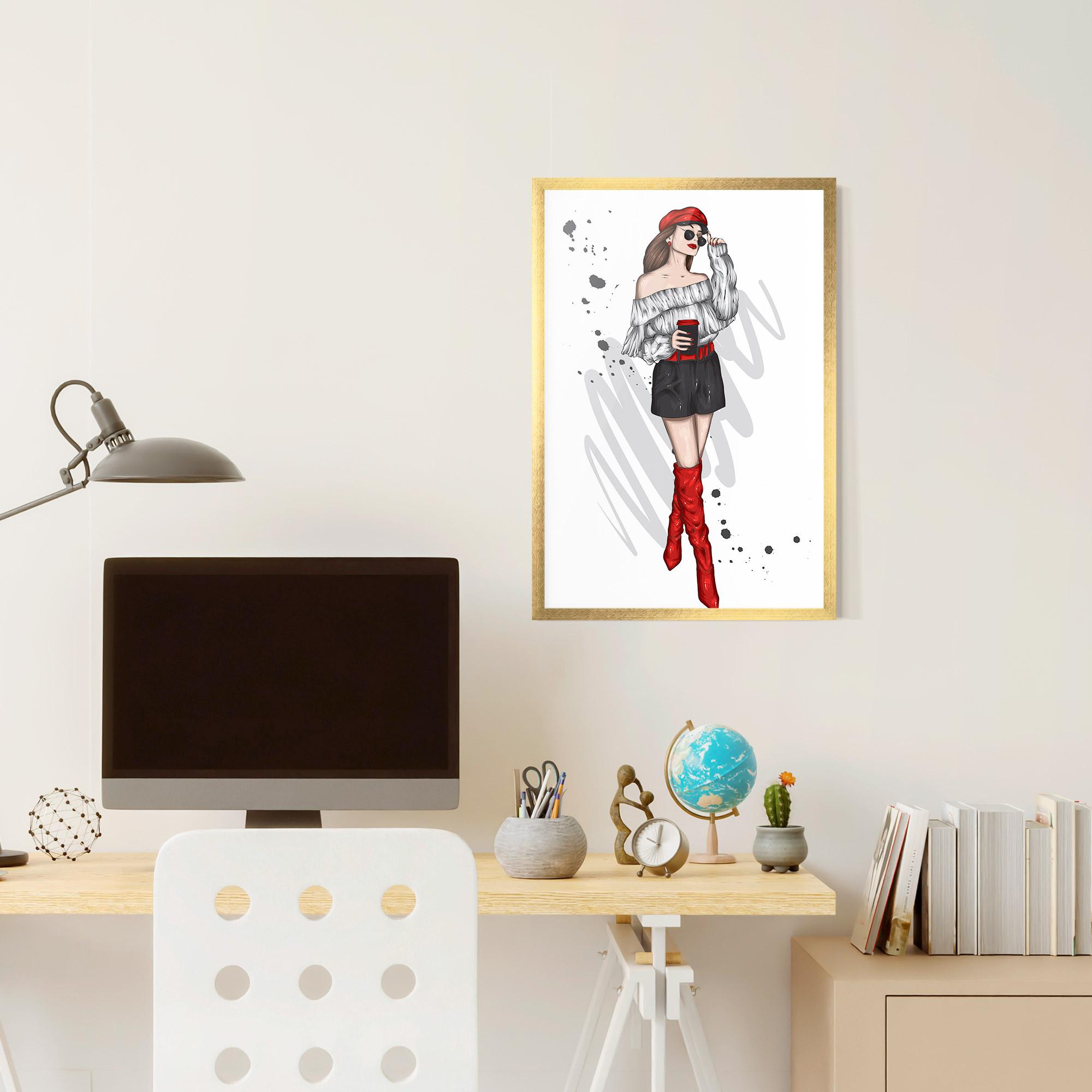 Poster Înrămat Red Tall Boots Woman mockup 6