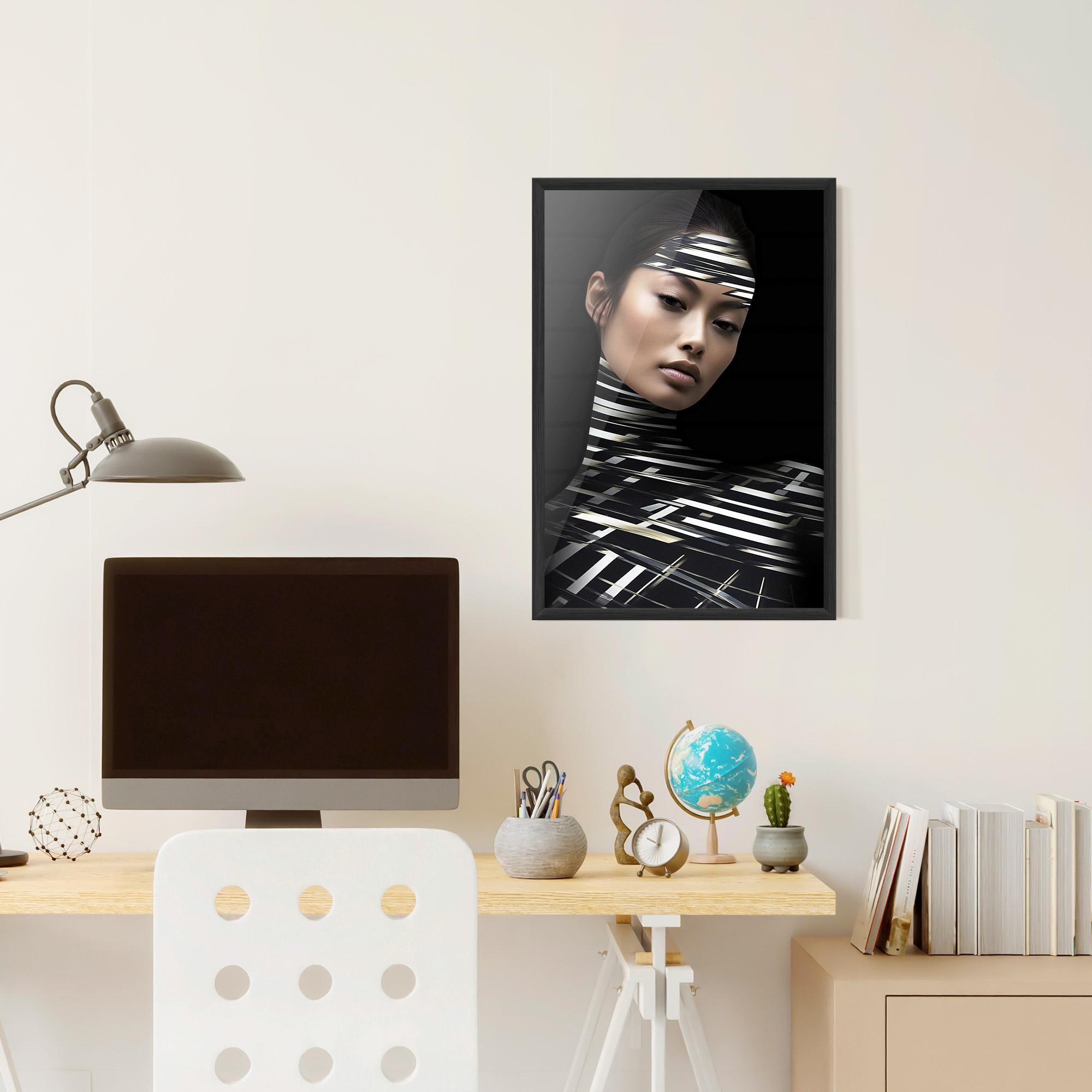 Poster Înrămat Futuristic Make Up Woman mockup 6