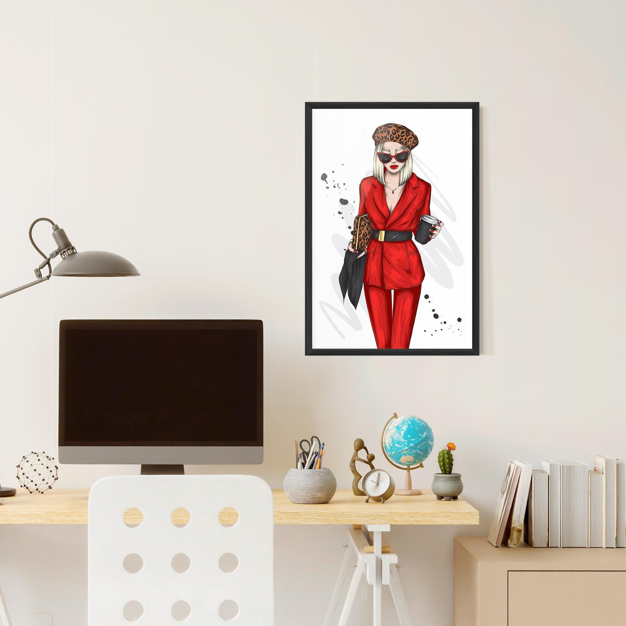 Poster Înrămat Red Suit Woman mockup 6