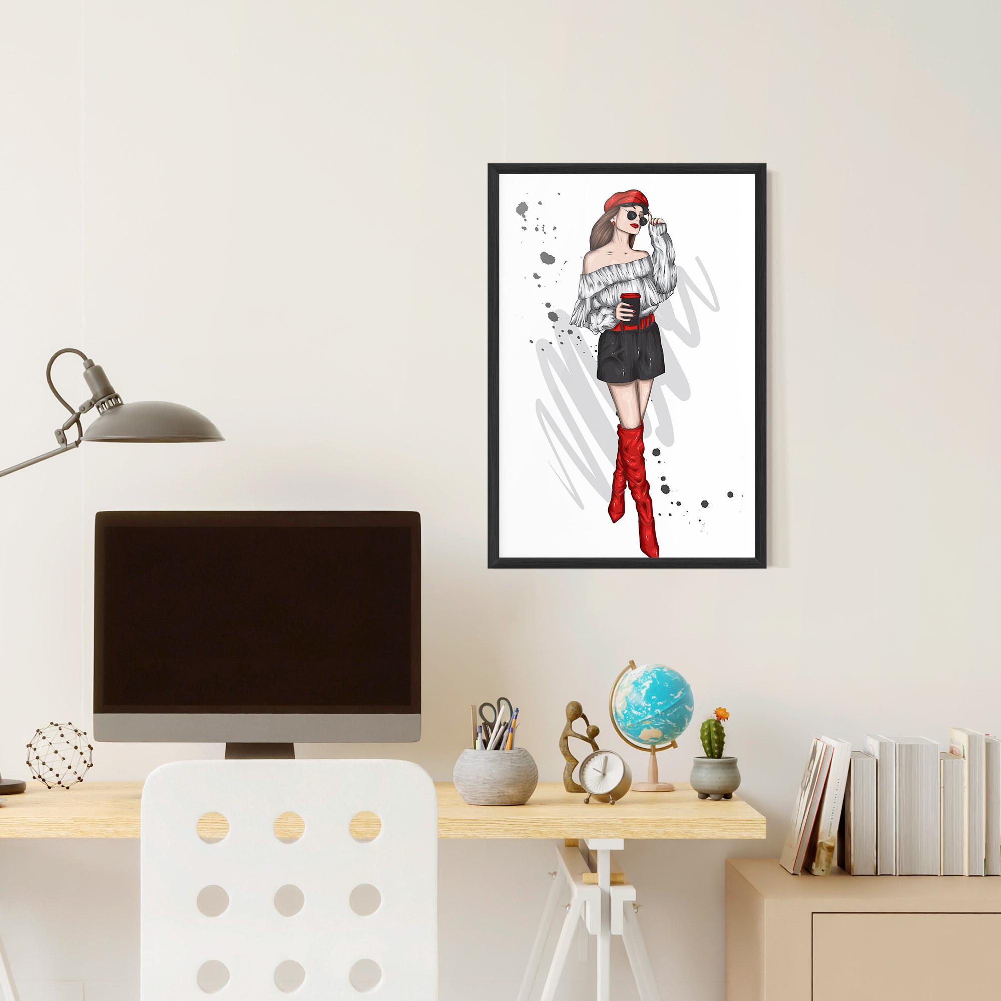 Poster Înrămat Red Tall Boots Woman mockup 6