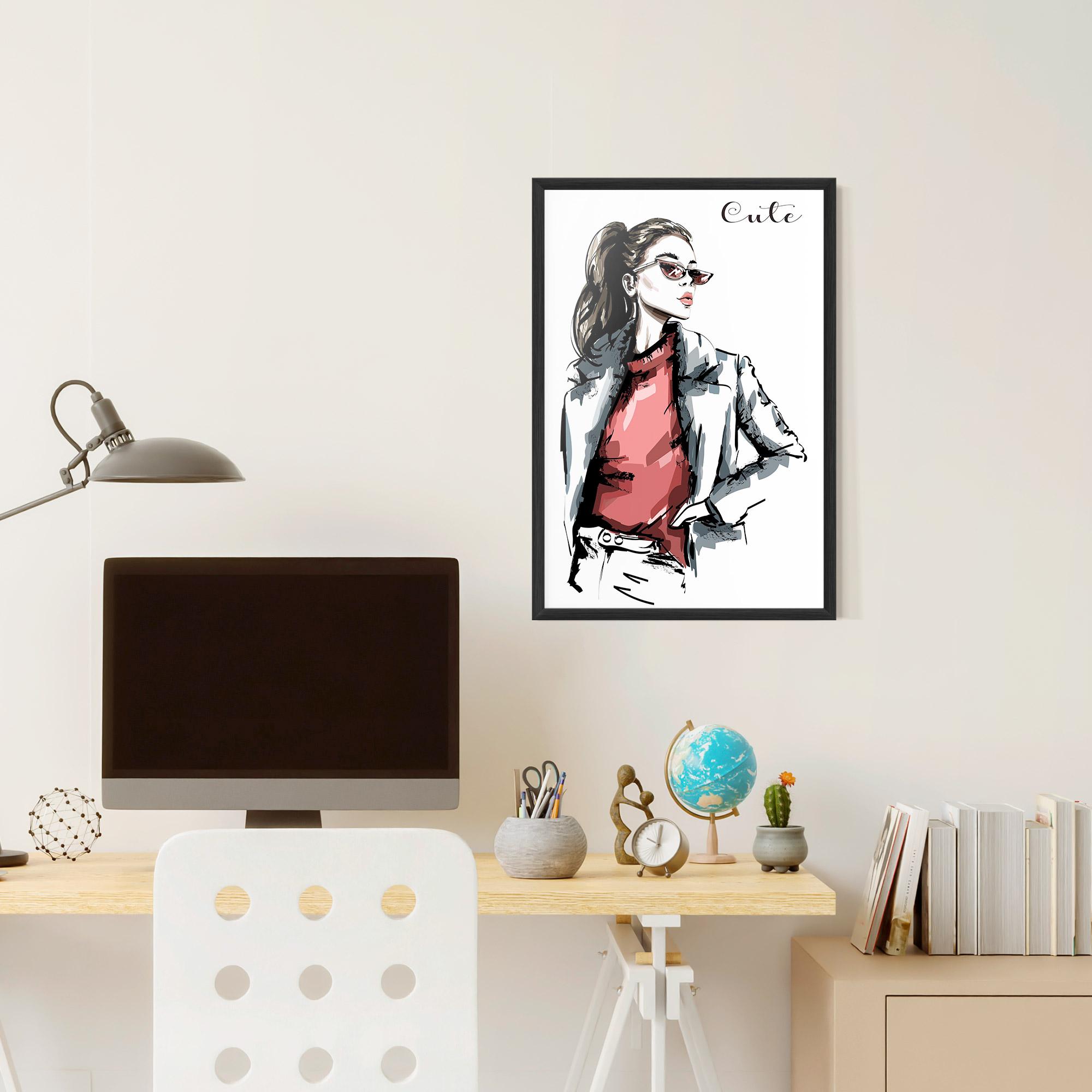 Poster Înrămat Woman Feeling Cute mockup 6