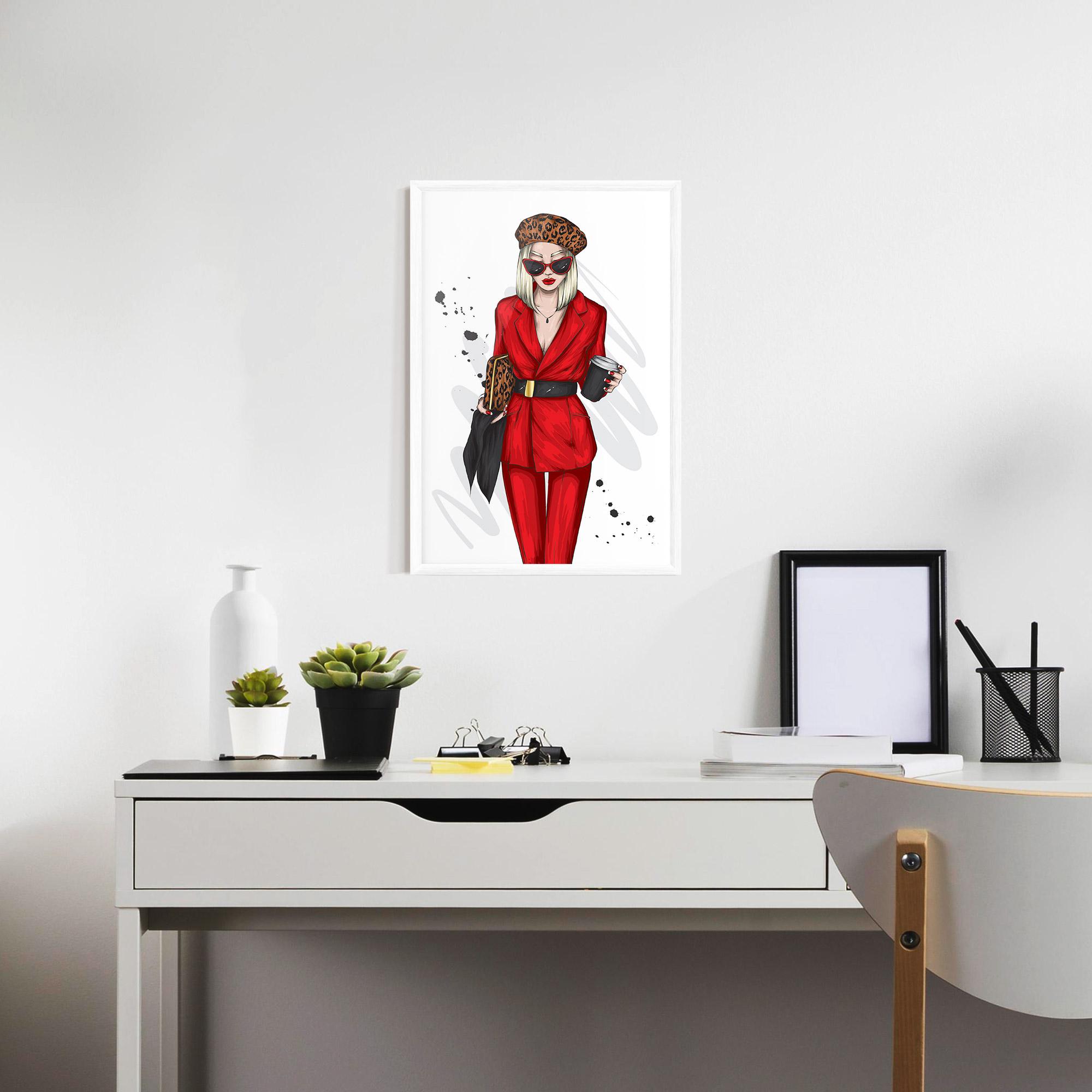 Poster Înrămat Red Suit Woman mockup 7