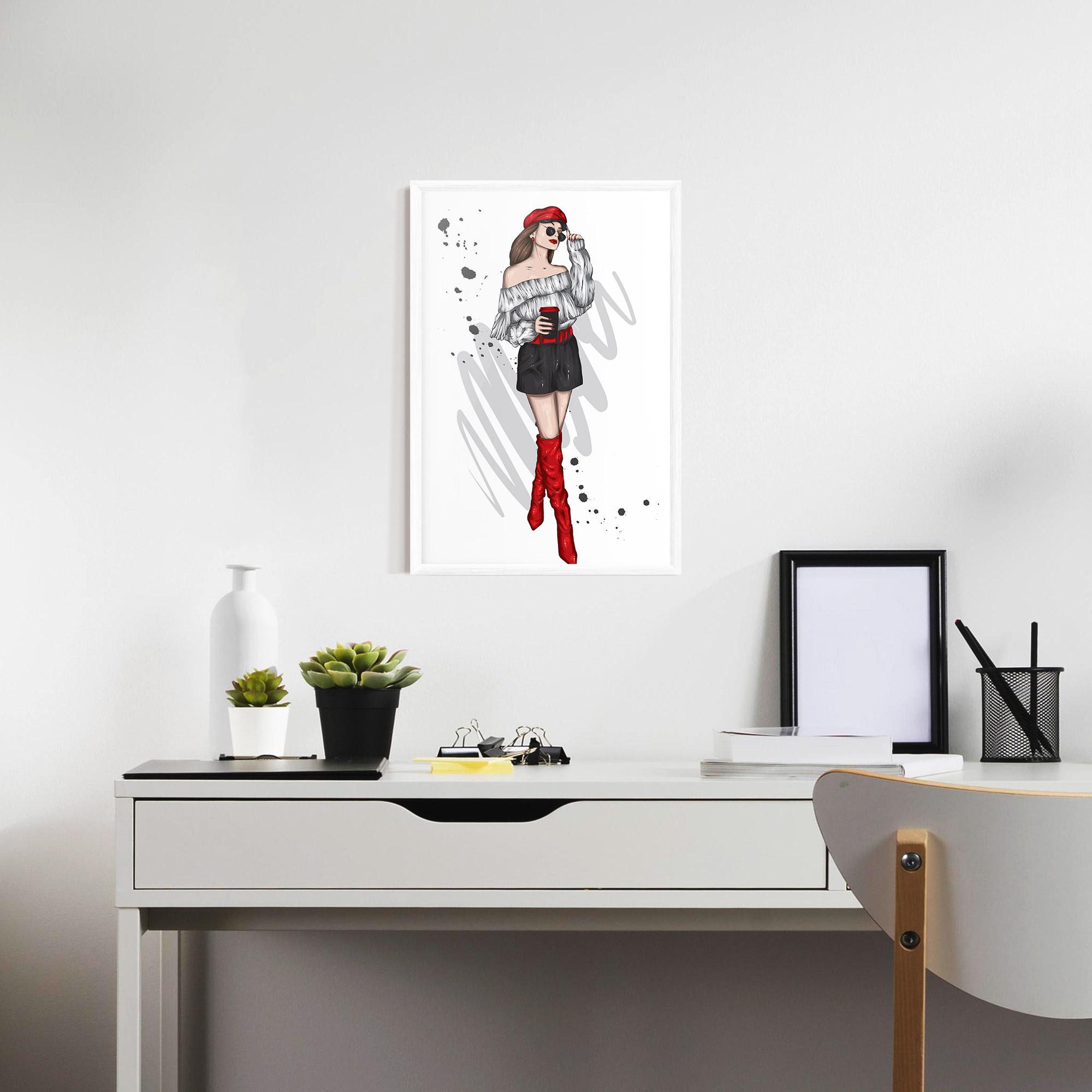 Poster Înrămat Red Tall Boots Woman mockup 7