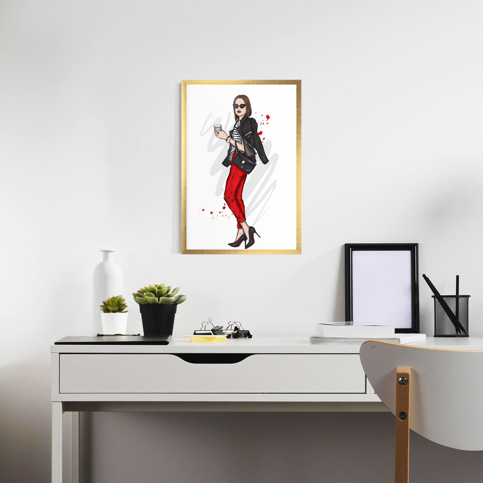 Poster Înrămat Red Pants Woman mockup 7