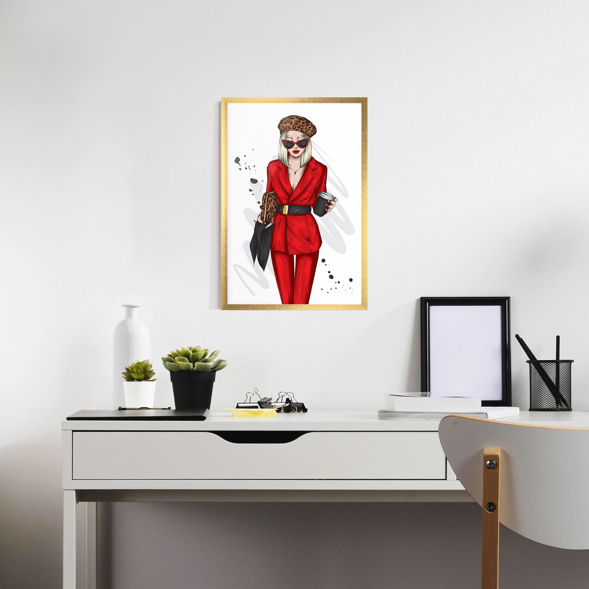 Poster Înrămat Red Suit Woman mockup 7