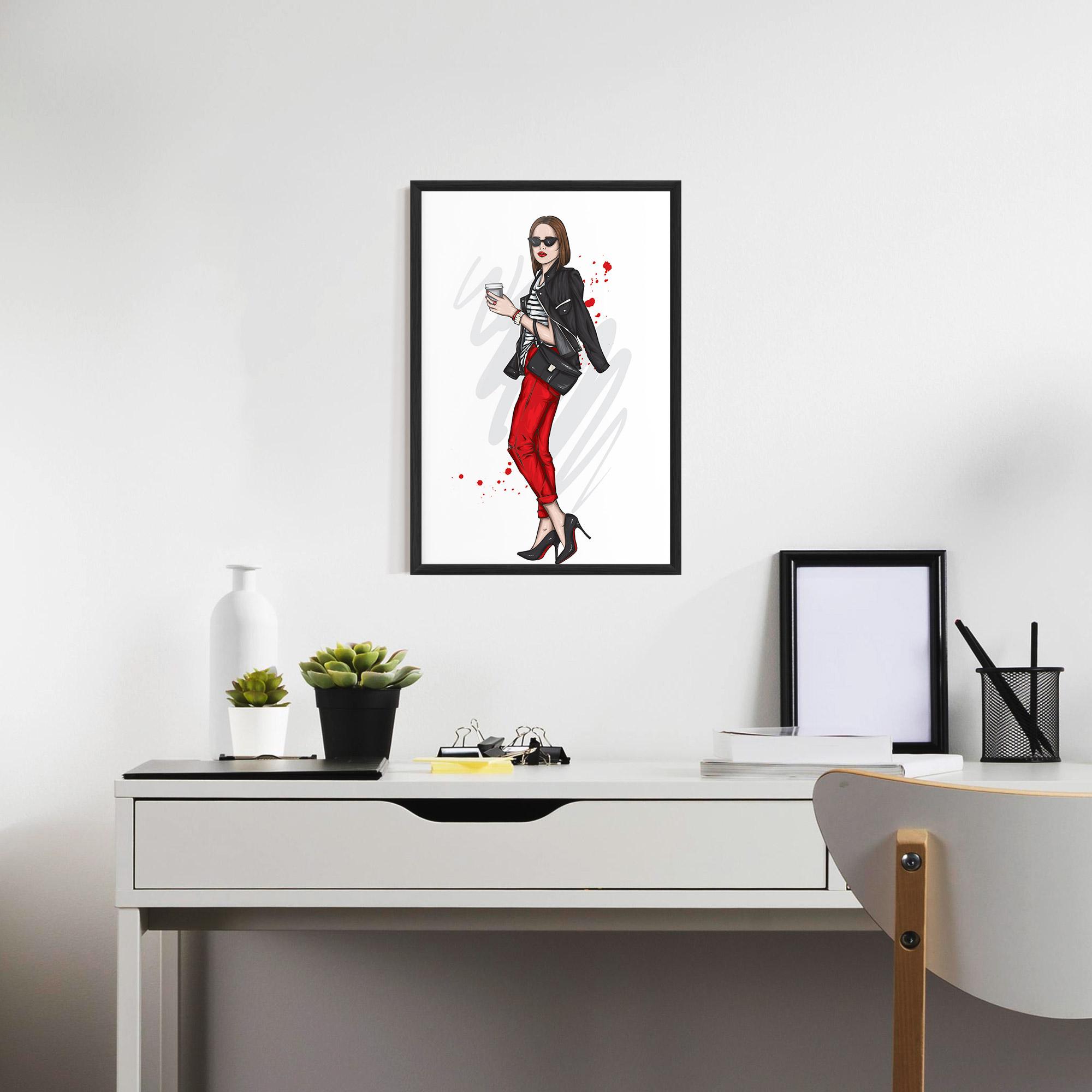 Poster Înrămat Red Pants Woman mockup 7