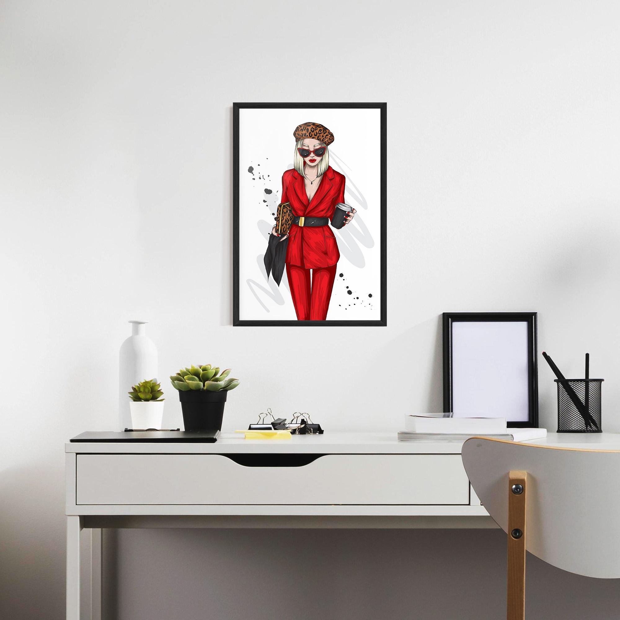 Poster Înrămat Red Suit Woman mockup 7