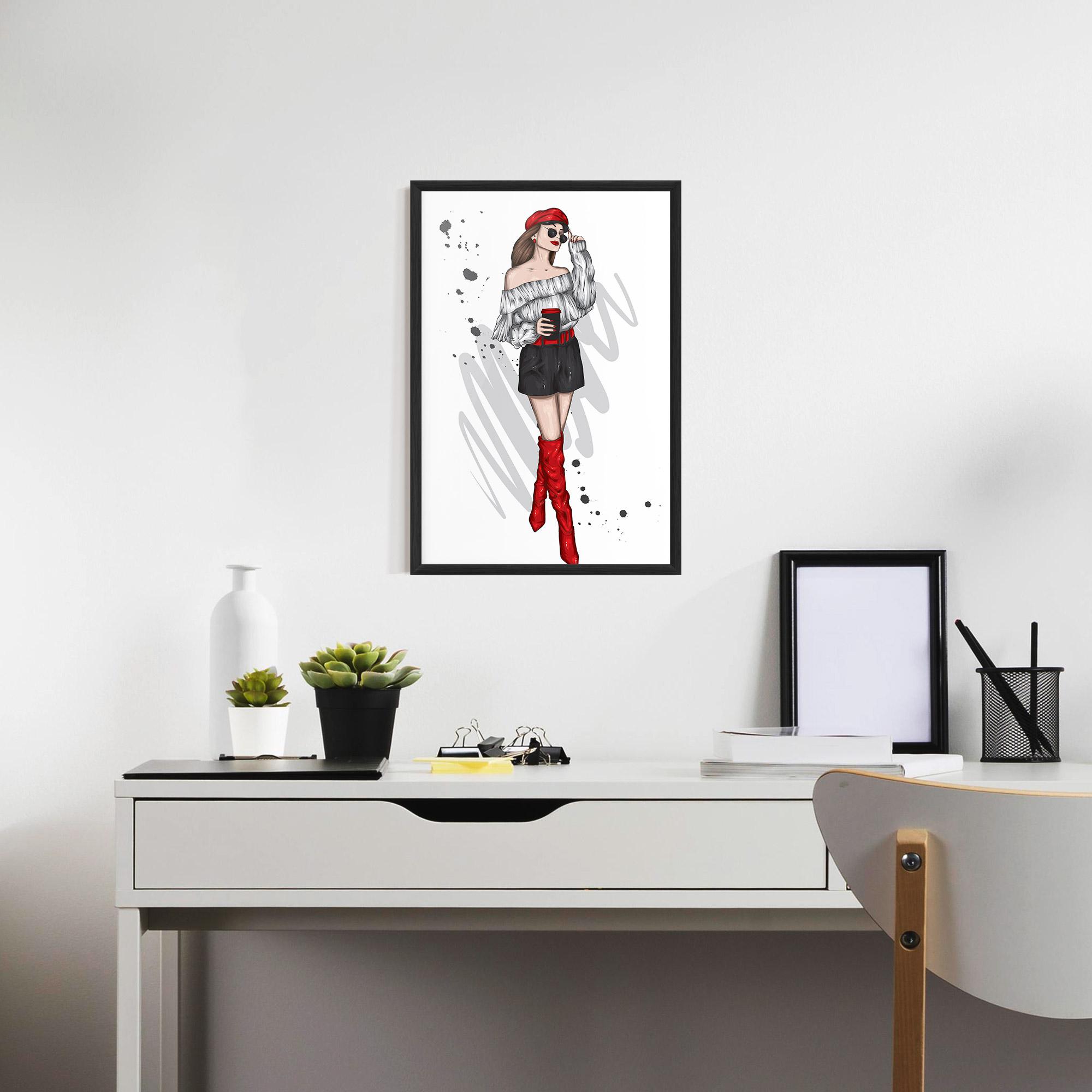 Poster Înrămat Red Tall Boots Woman mockup 7