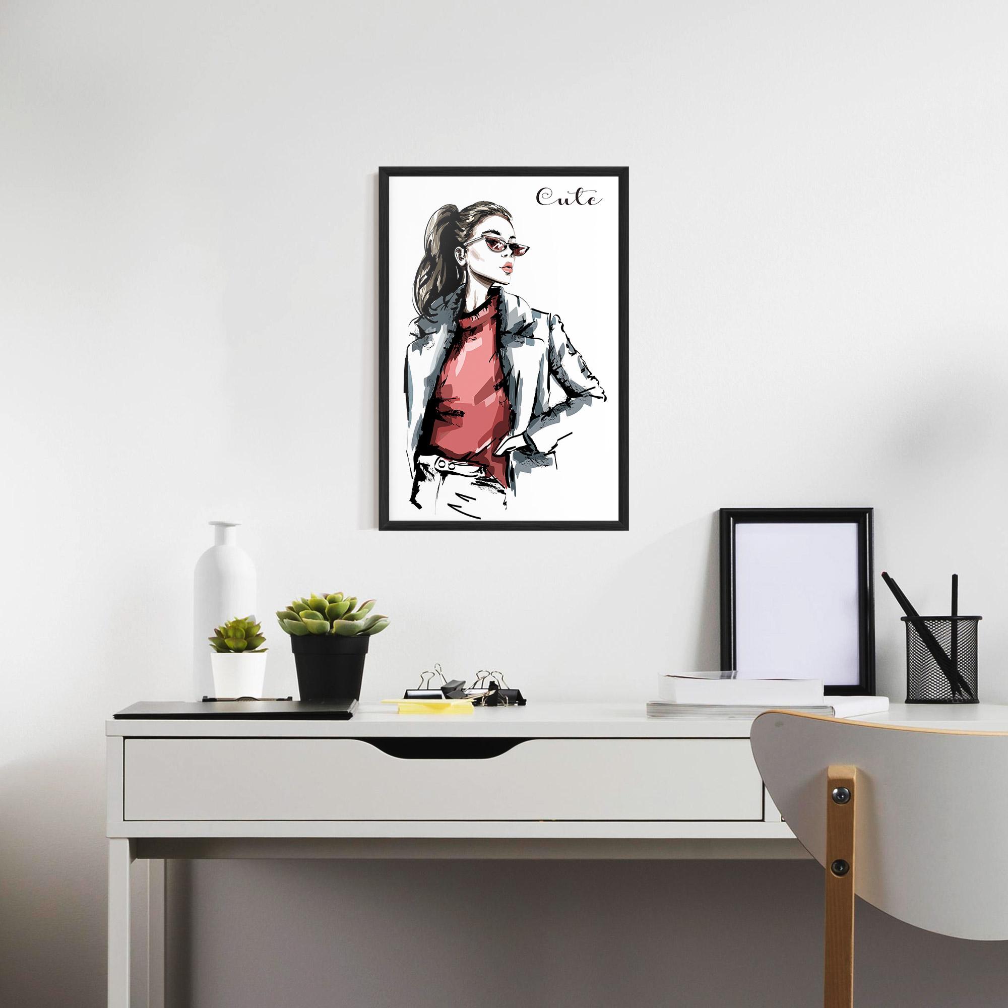 Poster Înrămat Woman Feeling Cute mockup 7