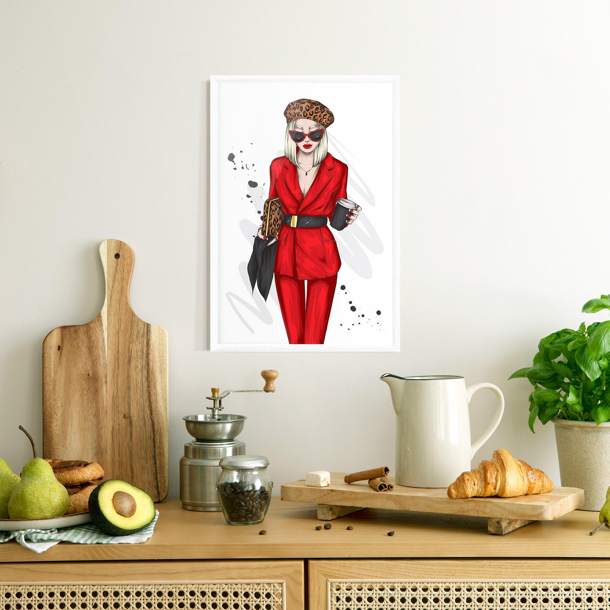 Poster Înrămat Red Suit Woman mockup 8