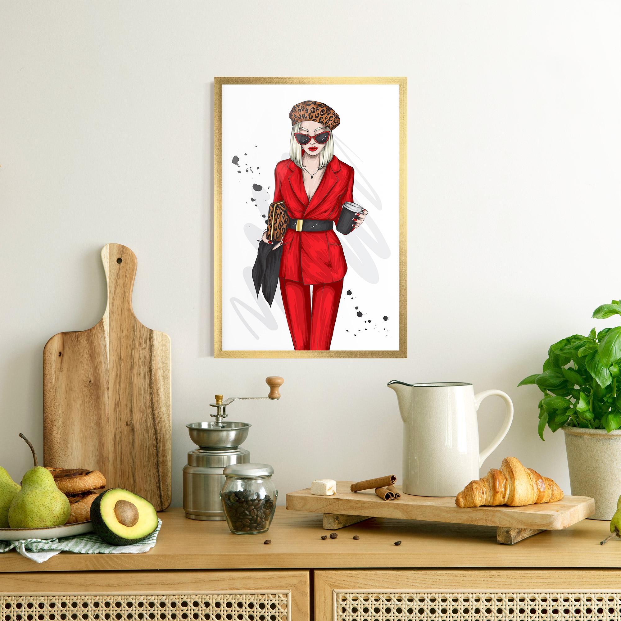 Poster Înrămat Red Suit Woman mockup 8