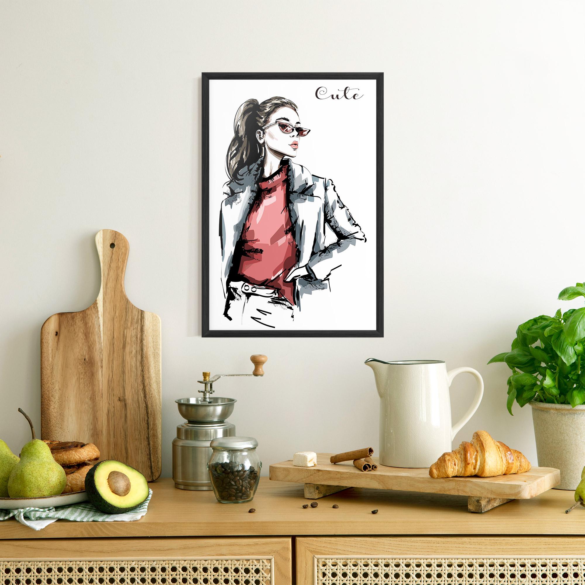 Poster Înrămat Woman Feeling Cute mockup 8